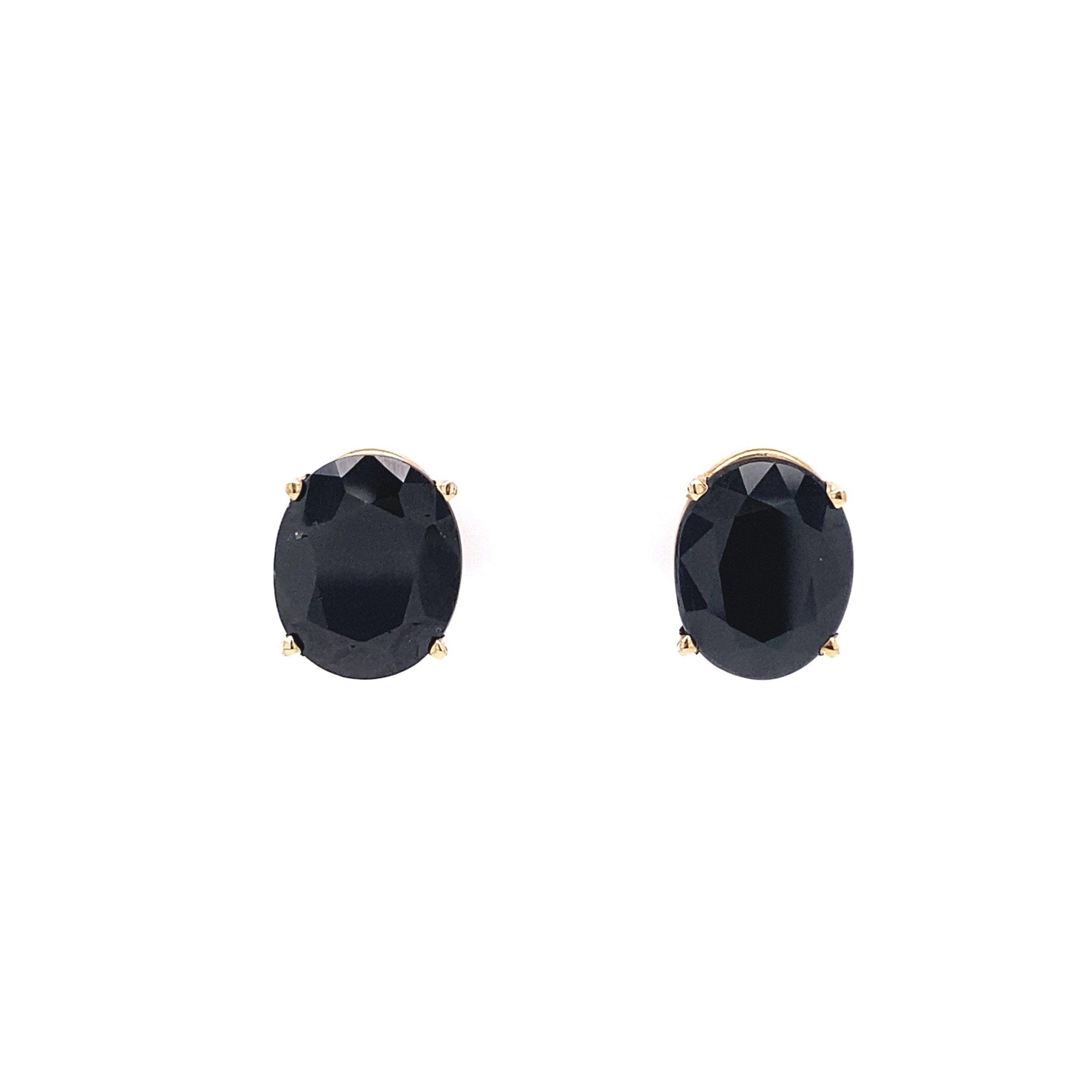 10K YG 7tcw Oval Sapphire Stud Earrings 2.4g