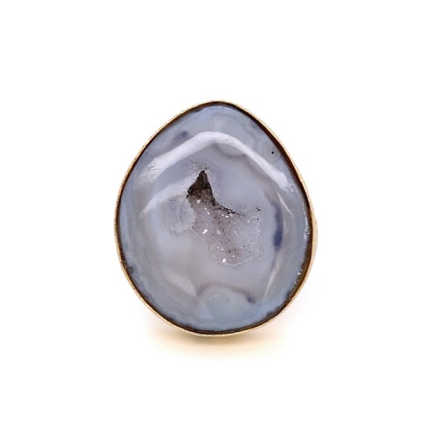 Closeup photo of 925 Gold Plated Agate Ring 13.7g, s8