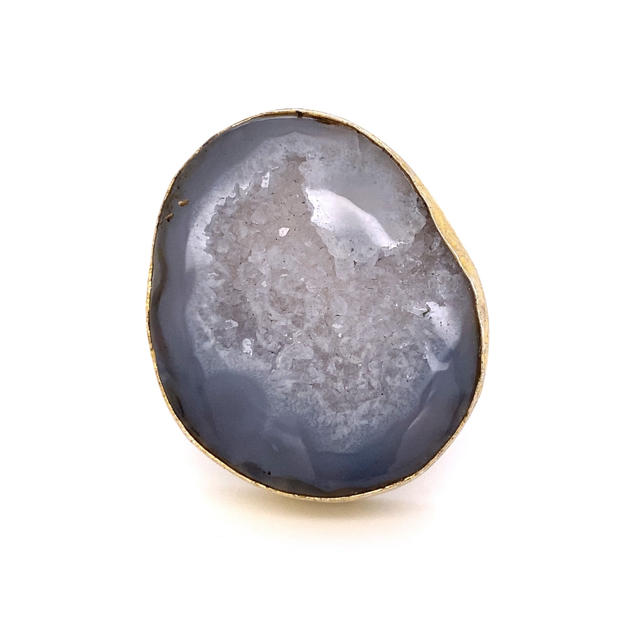 925 Gold Plated Agate Ring 22g, s8.75