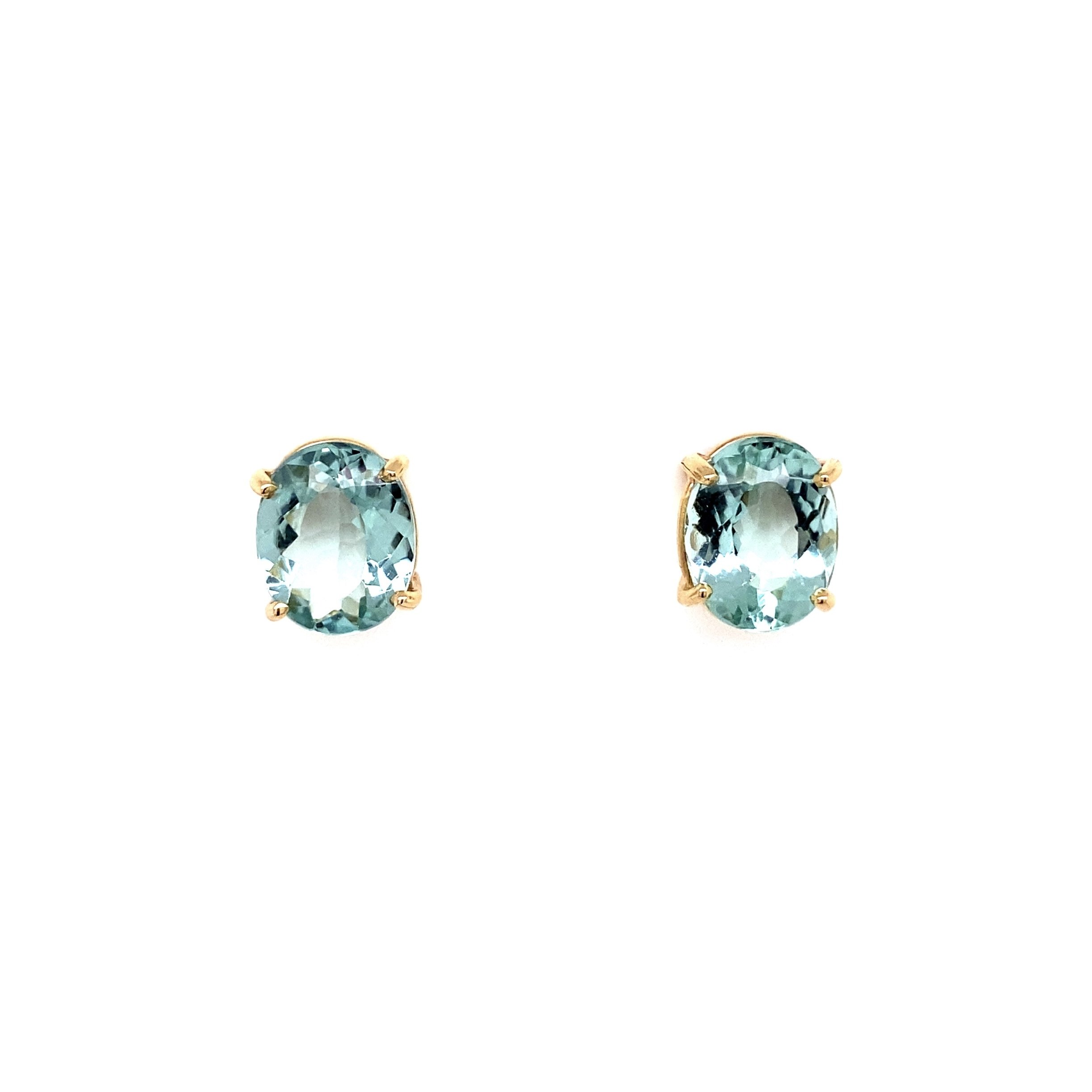 4.50tcw Oval Sea Blue Tourmaline Stud Earrings w/ Friction Backs
