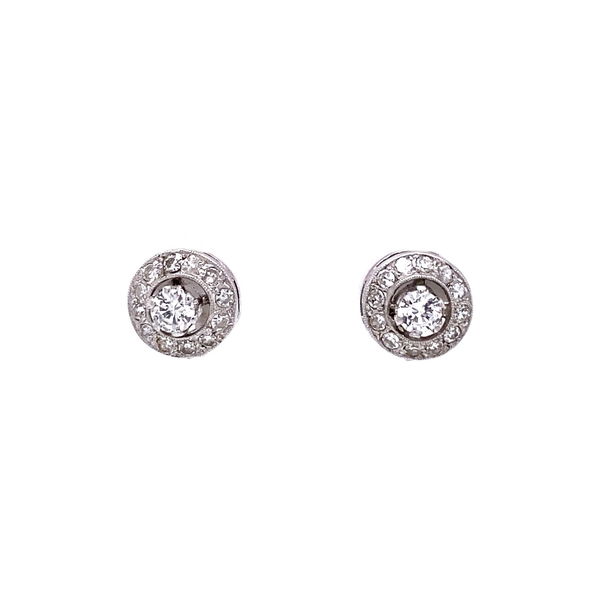 Closeup photo of 14K WG Diamond Cluster Earrings .48tcw