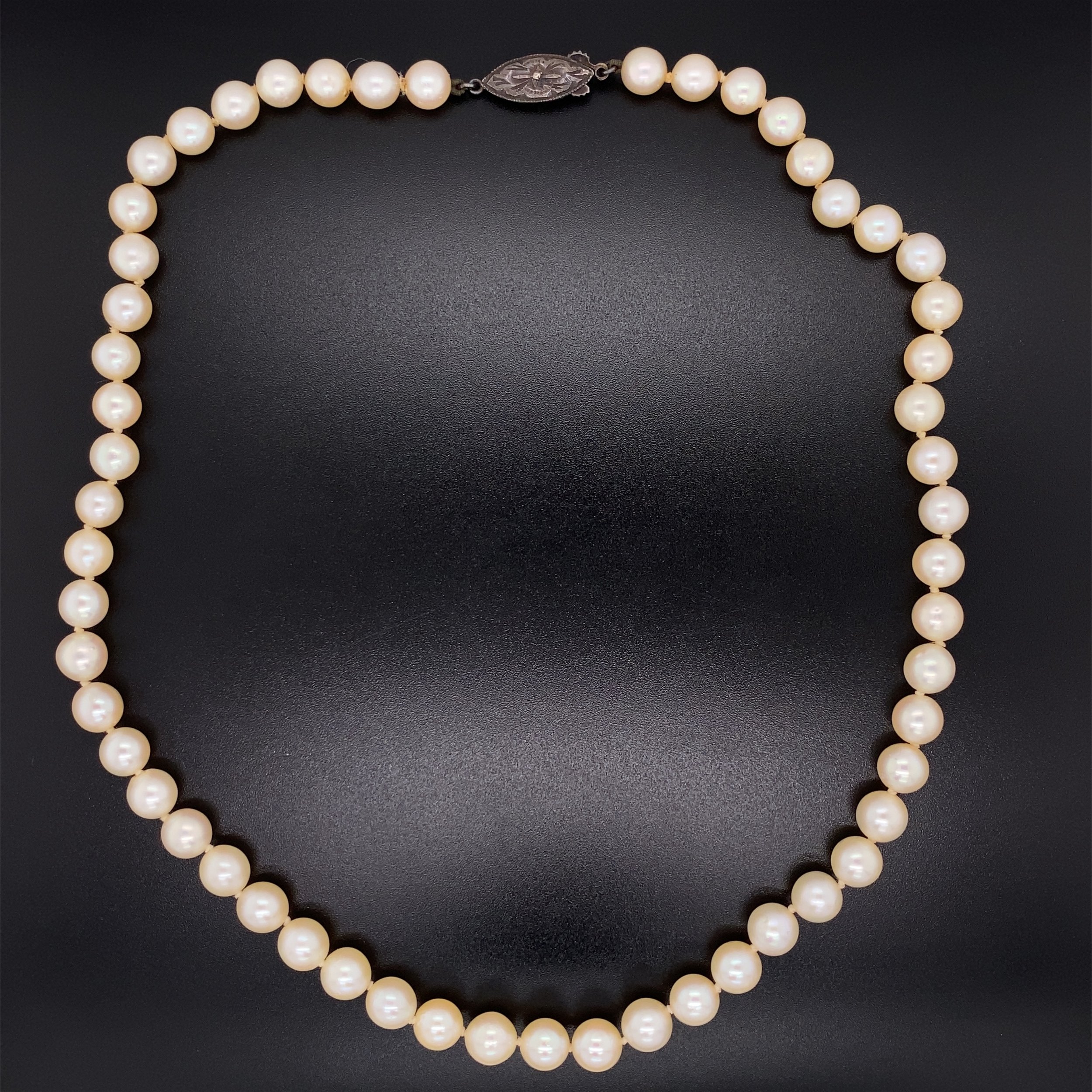 6.5mm Fresh Water Pearl Necklace 925 Sterling Clasp 22.5g, 16"