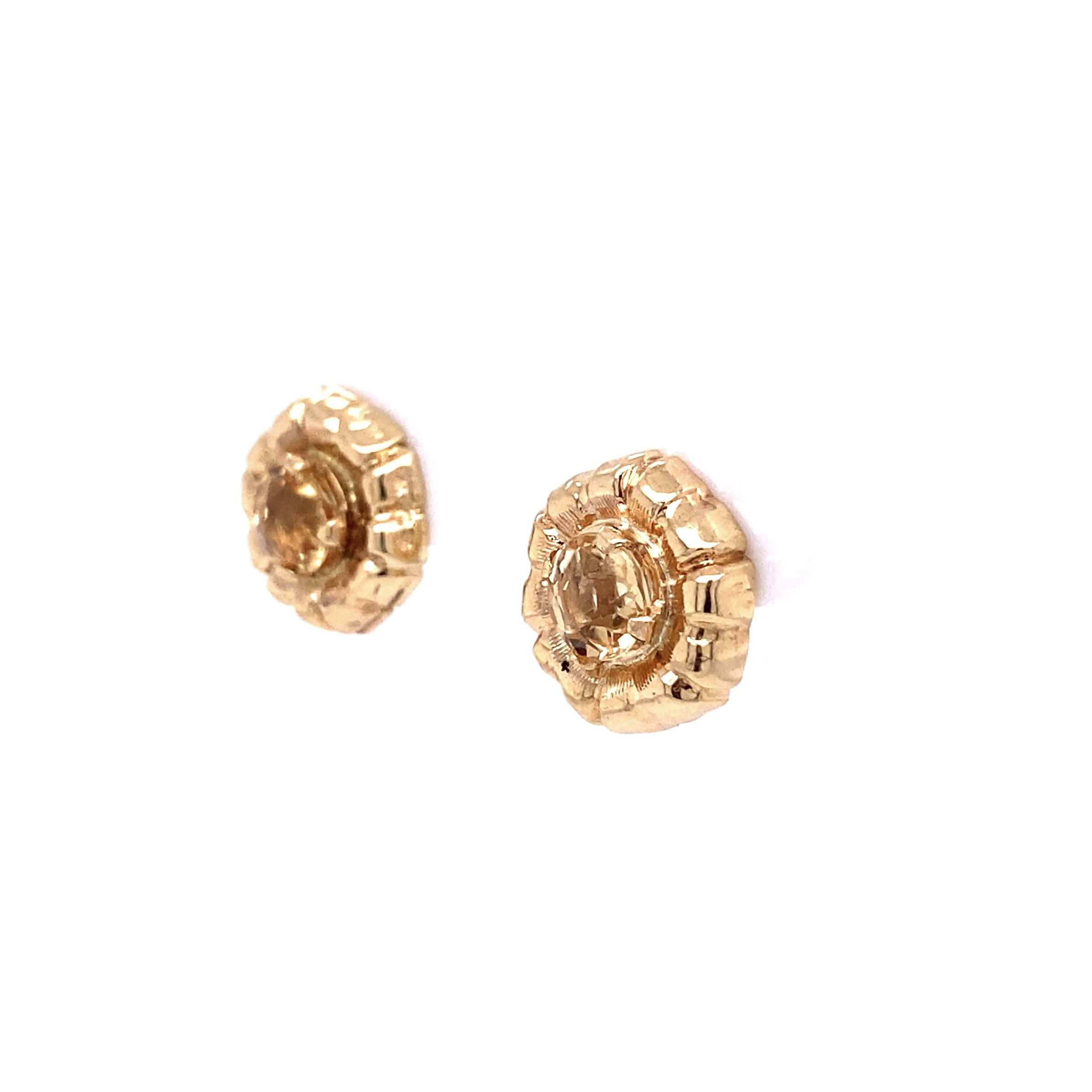 14K YG Yellow Stone Stud Earrings 4.2g