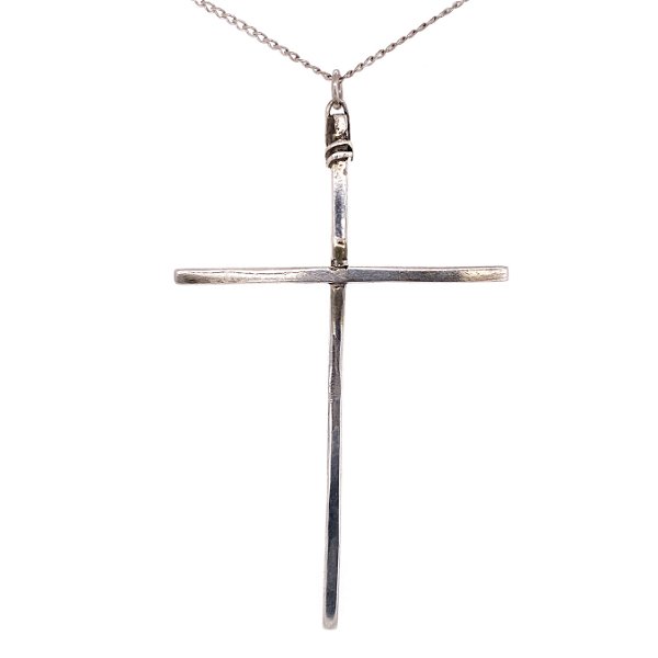Closeup photo of 925 Sterling Thin Cross Pendant Necklace 6.0g, 18"
