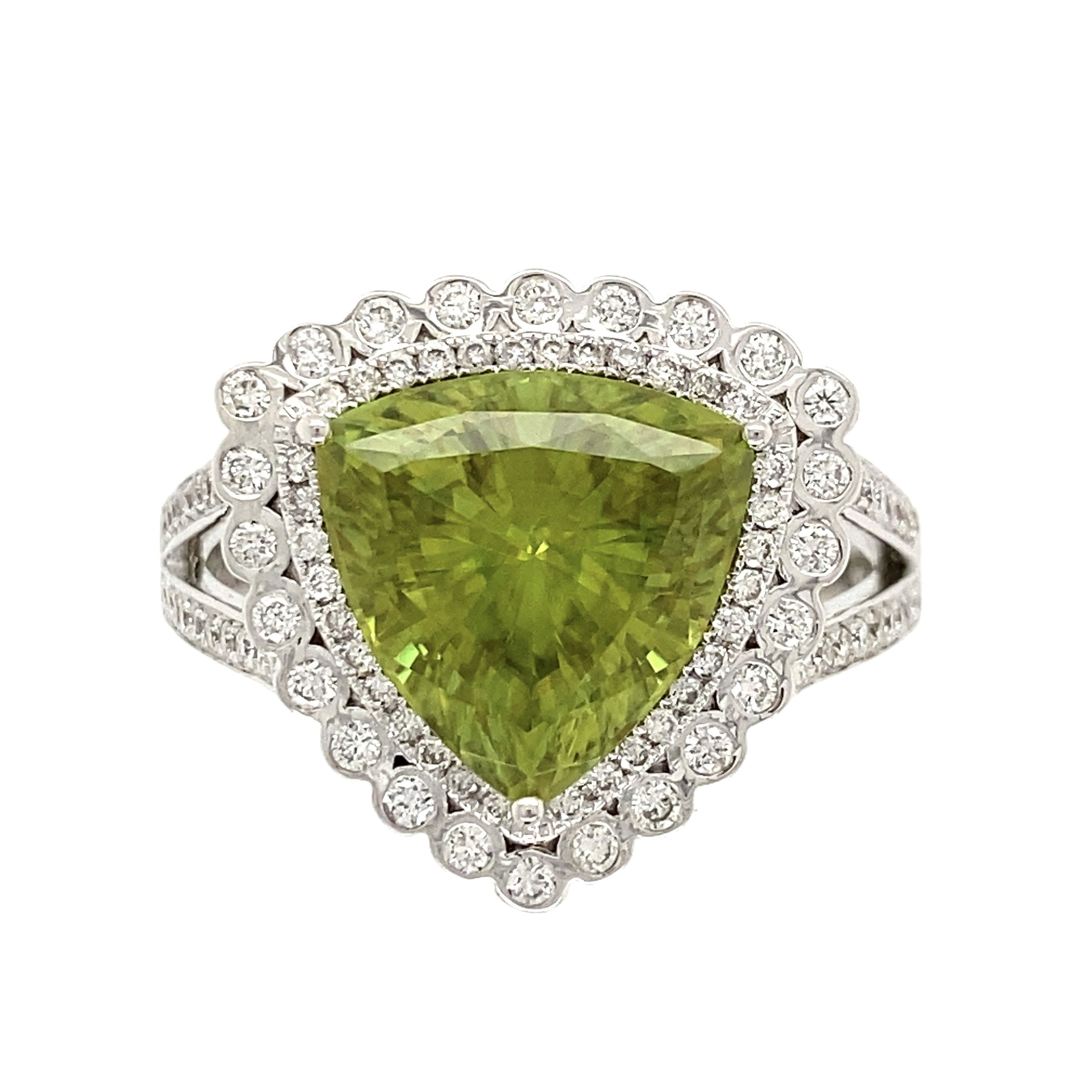 Cut by Ben! 14K WG 5.50ct Trillion Sphene & .67tcw Diamond Ring 7.0g, s10.75