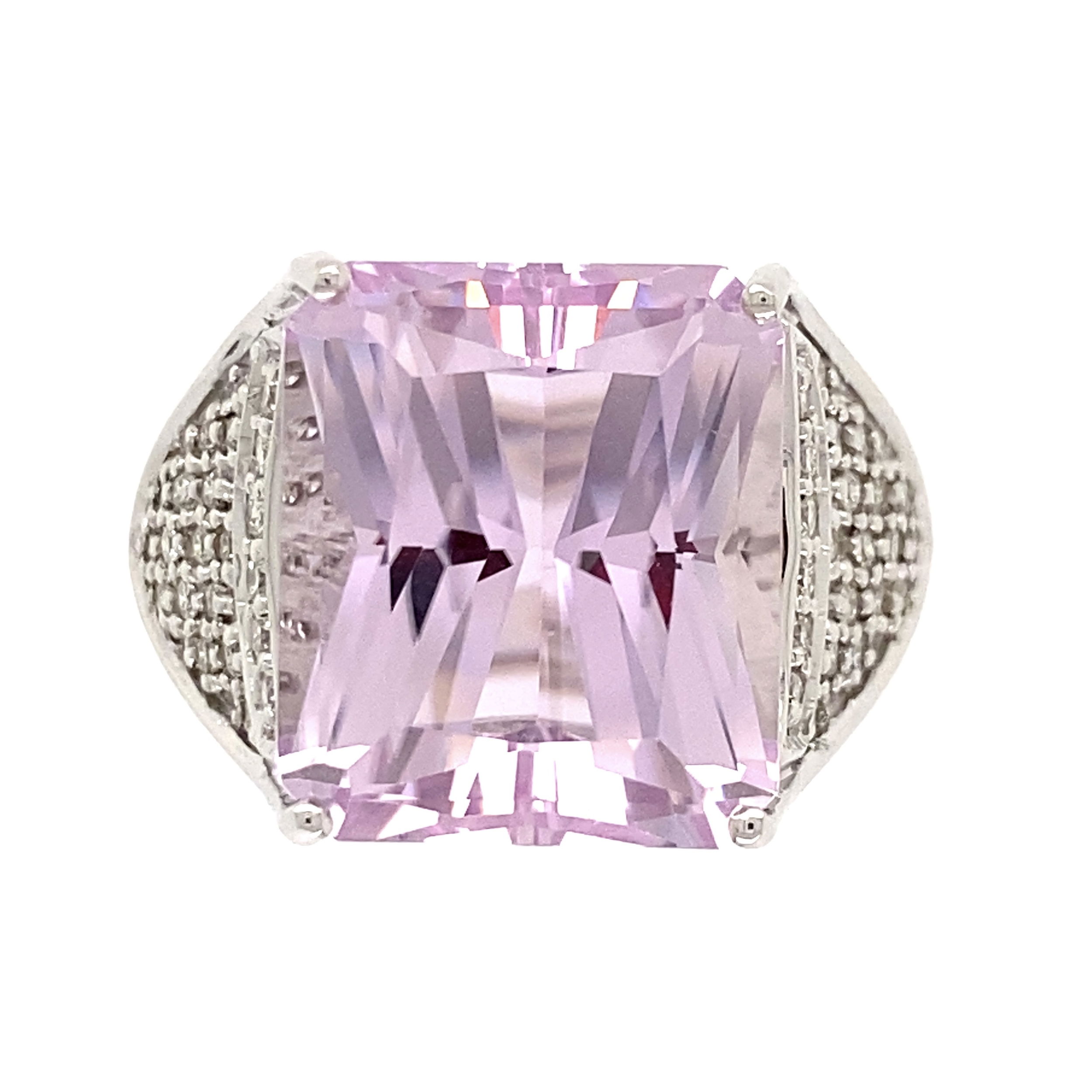 18K WG 12.64ct Kunzite & .43tcw Diamond Ring 9.5g, s7