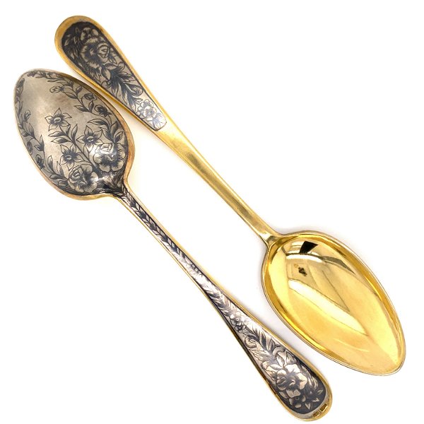 Closeup photo of 900 Silver Etched 6 Piece Spoon Set GP 266.5g
