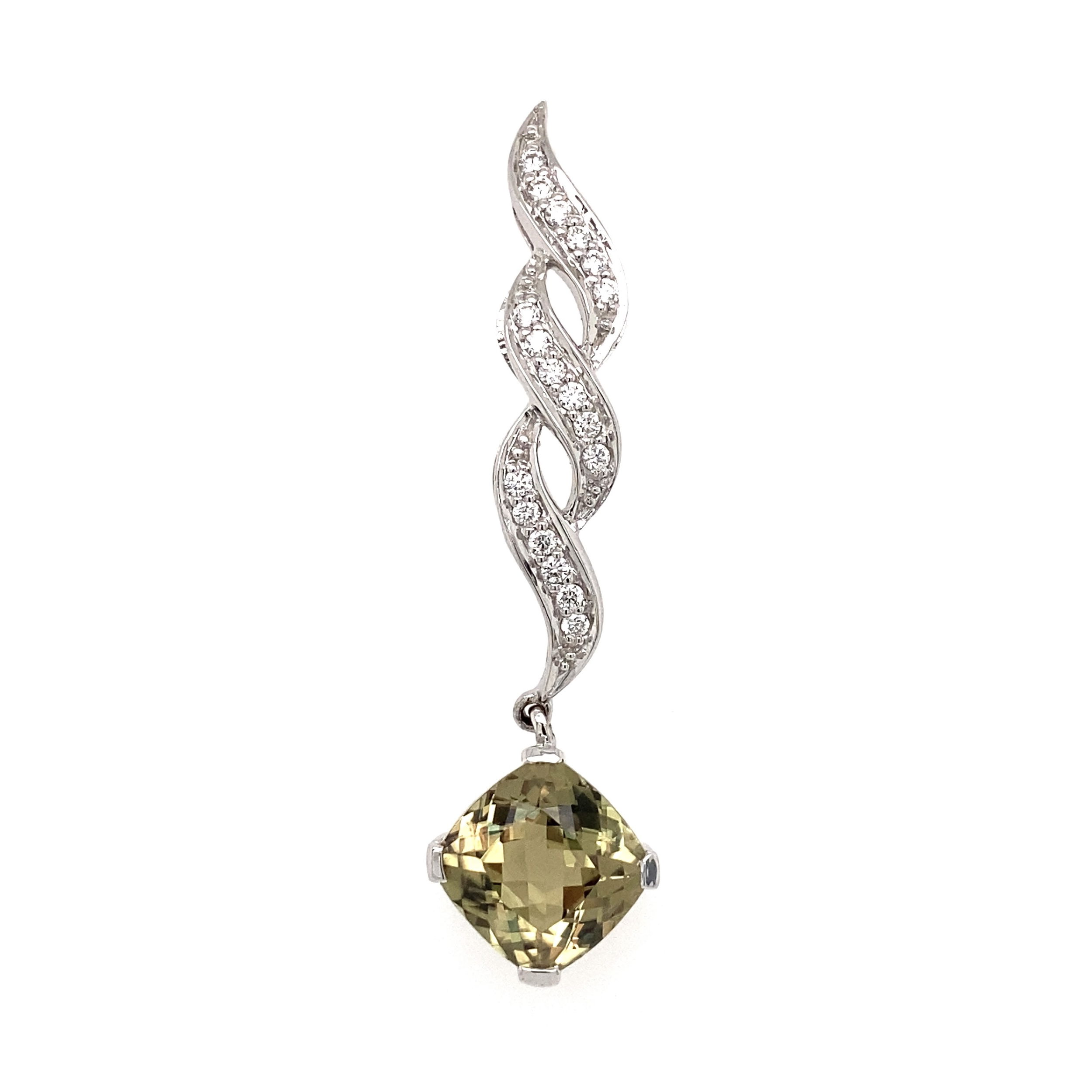 18K WG 6.50ct Cushion Zultanite & .32tcw Diamond Drop Pendant 7.2g, 2" 18K WG 6.50ct Cushion Zultanite & .32tcw Diamond Drop Pendant 7.2g, 2"