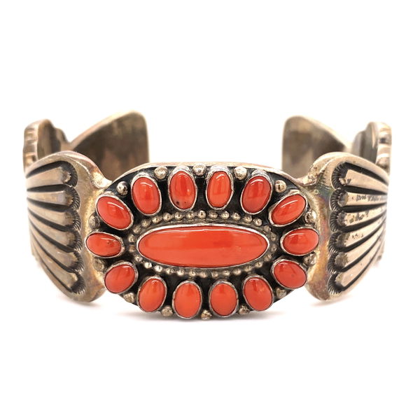 Closeup photo of 925 Sterling ERB Fine Native Coral Cuff 104.5g