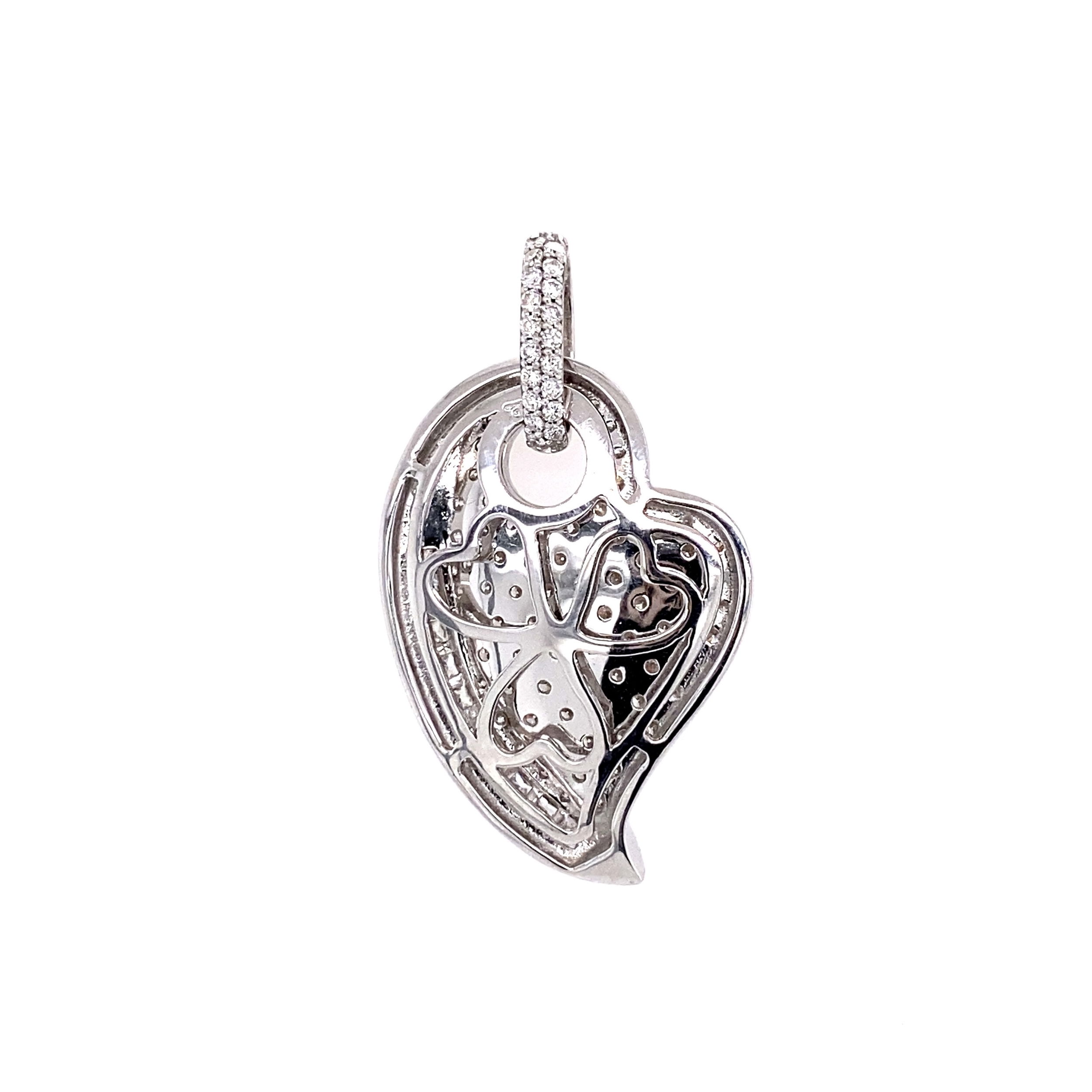 18K WG Bias 2.50tcw Diamond Heart Pendant 8.5g, 1.3"