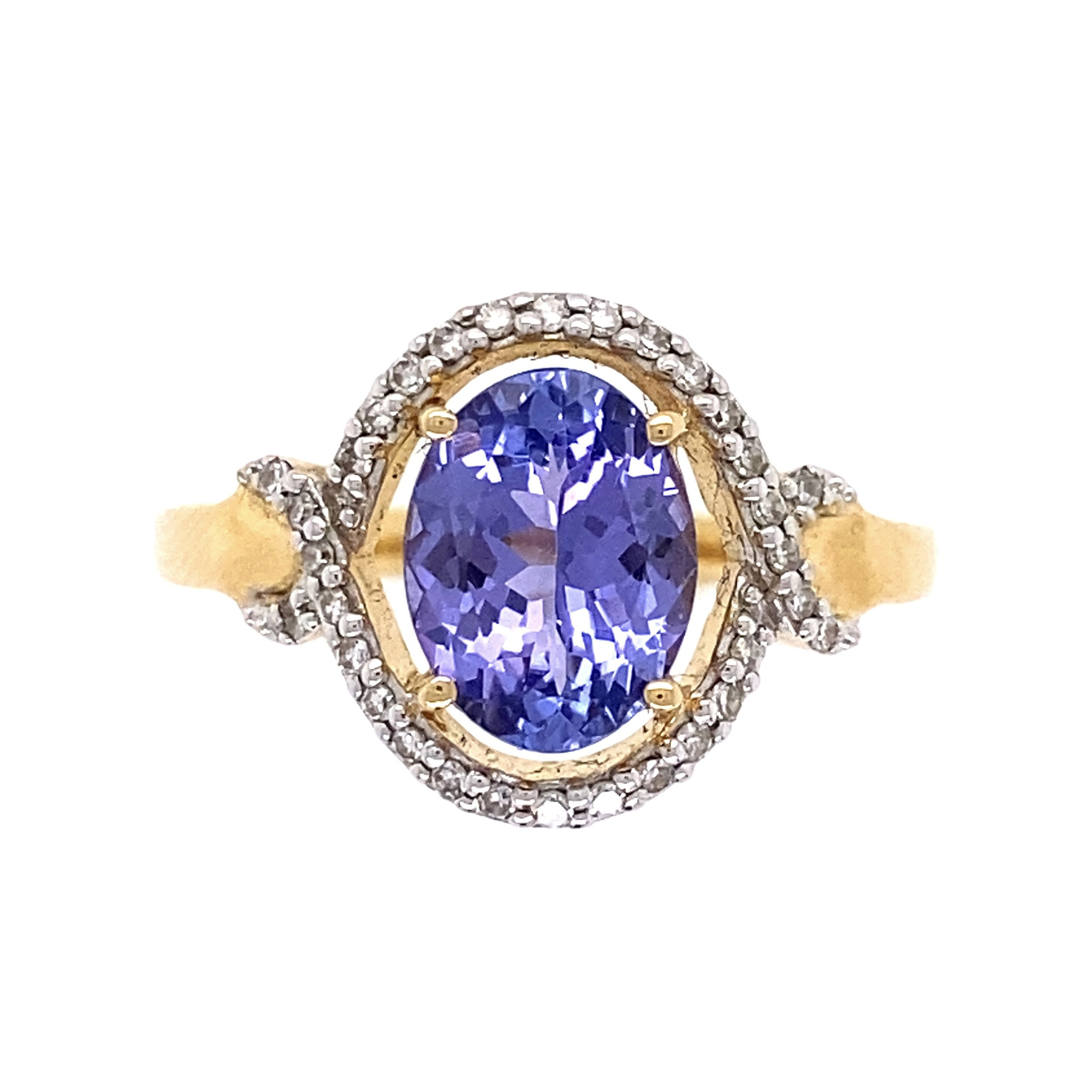 18K YG 1.20ct Oval Tanzanite & .15tcw Diamond Ring 4.3g, s7