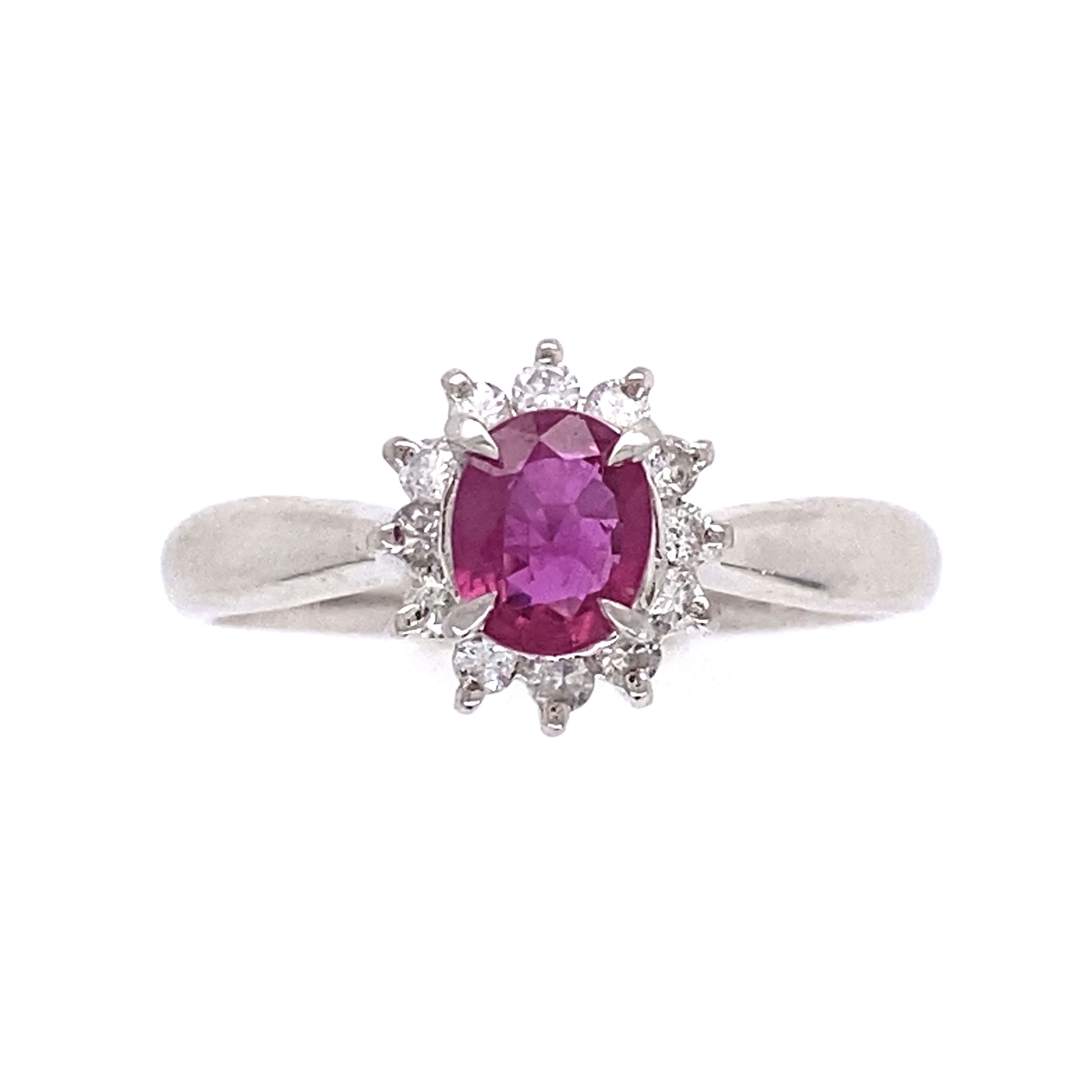 Platinum .52ct Oval Ruby & .14tcw Diamond Ring 3.7g, s6