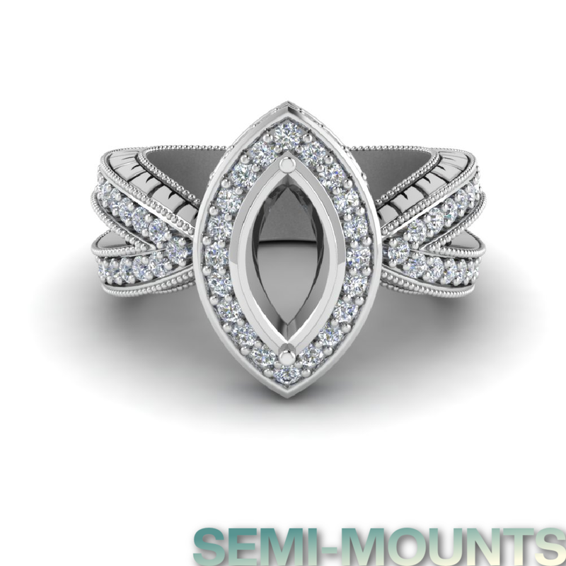 Diamond semi-mount setting ready for a center stone