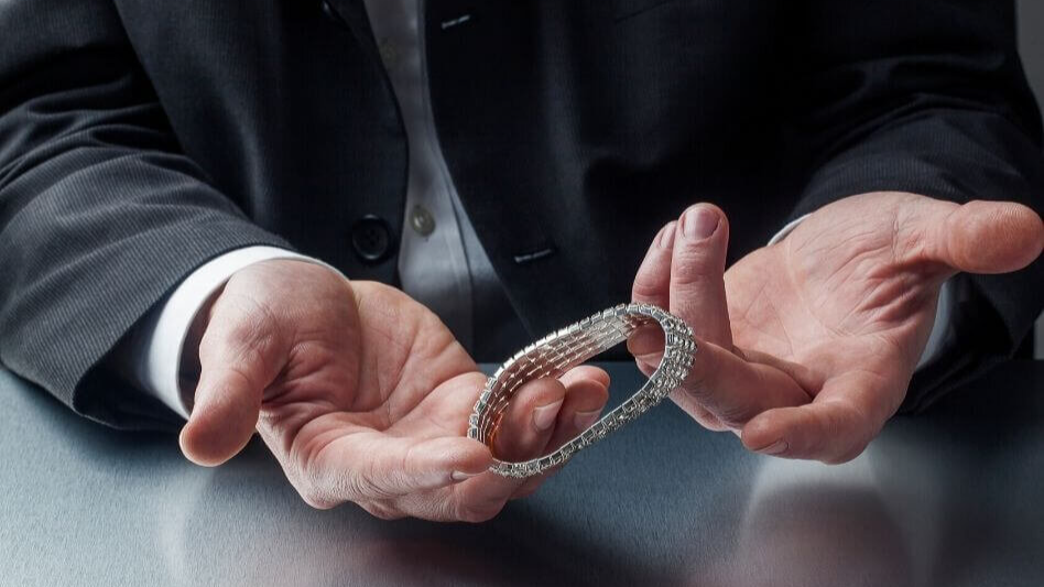 Fine diamond jewelry presented for professional valuation