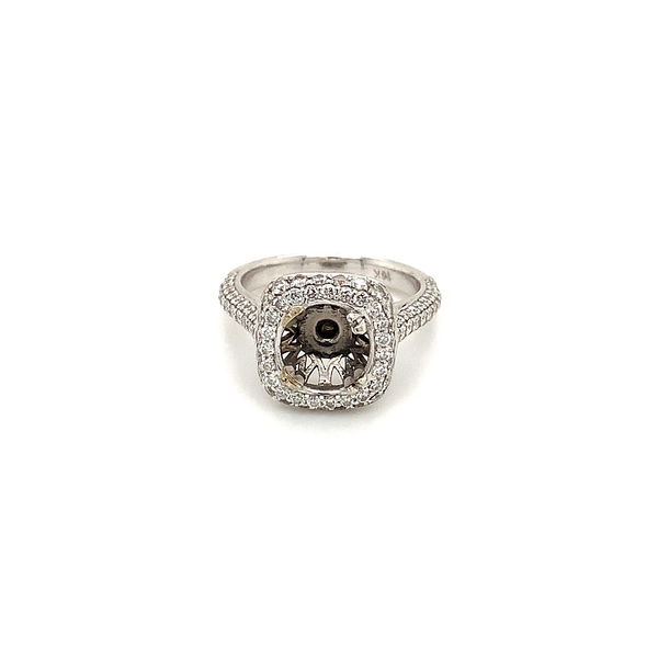 Closeup photo of 18k White Gold .90tw Diamond Semi-Mount