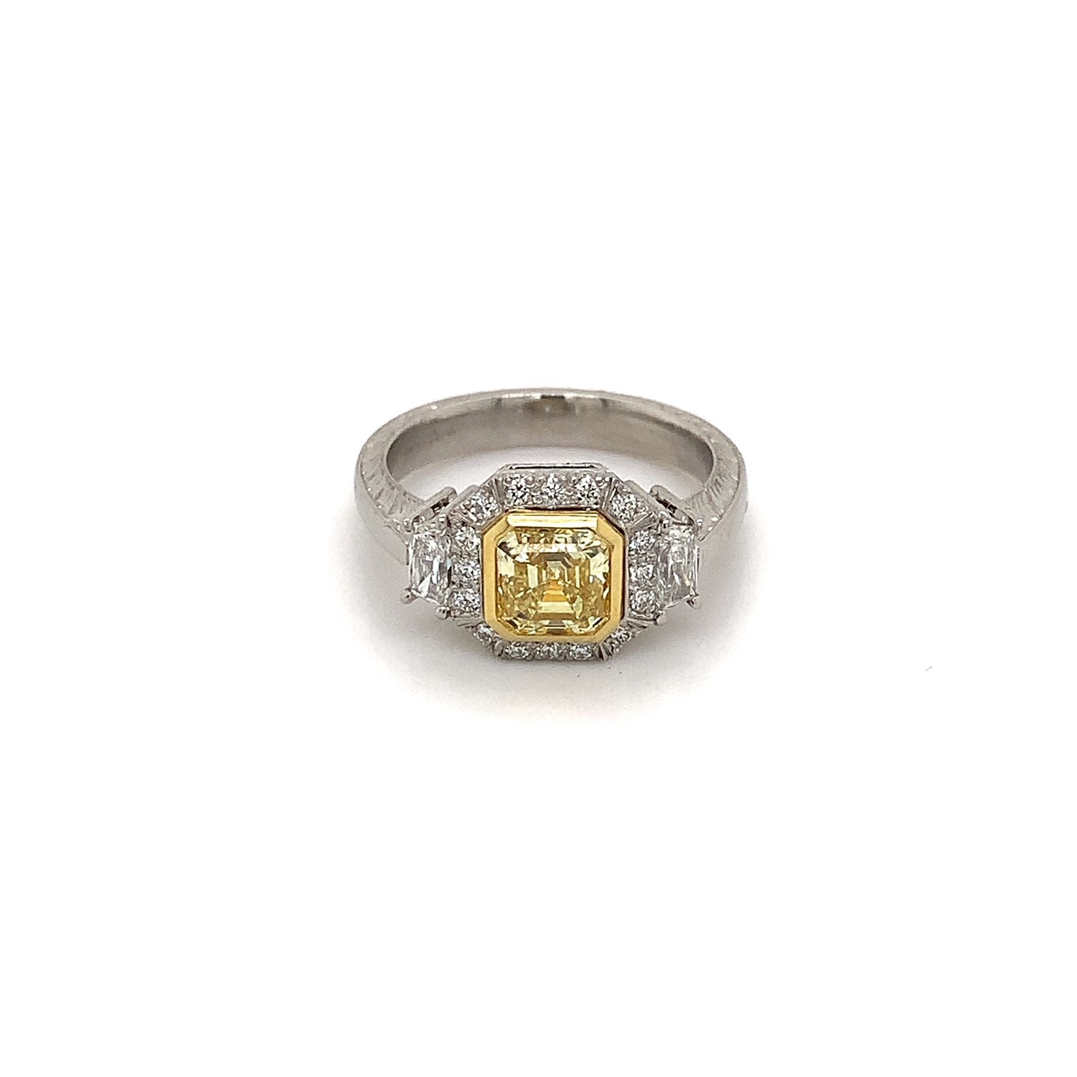 Platinum 1.19ct Fancy Yellow Diamond Ring