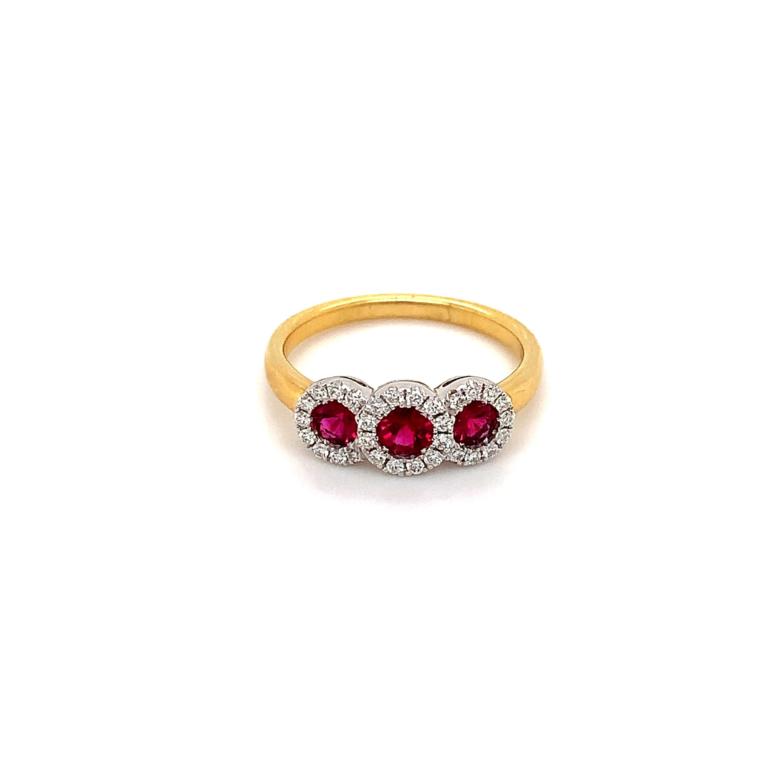 18k Two-Tone .55tw Ruby and Diamond Ring