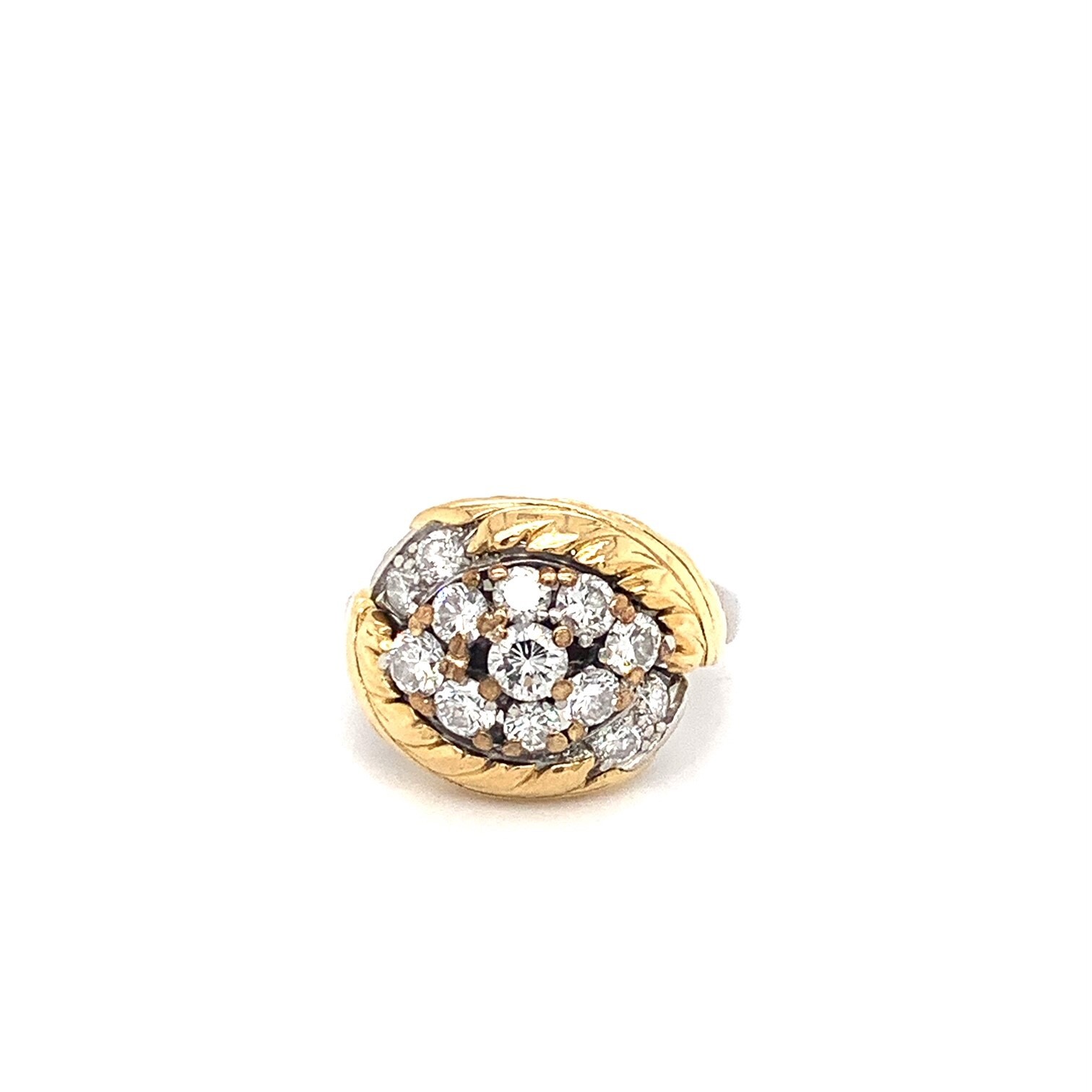 Platinum & 18k Yellow Gold ~1.00tw Diamond Dome Ring