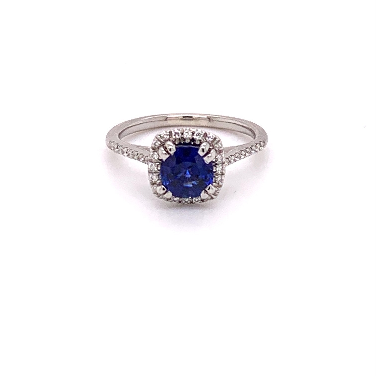 14k White Gold 1.09ct Sapphire and Diamond Ring