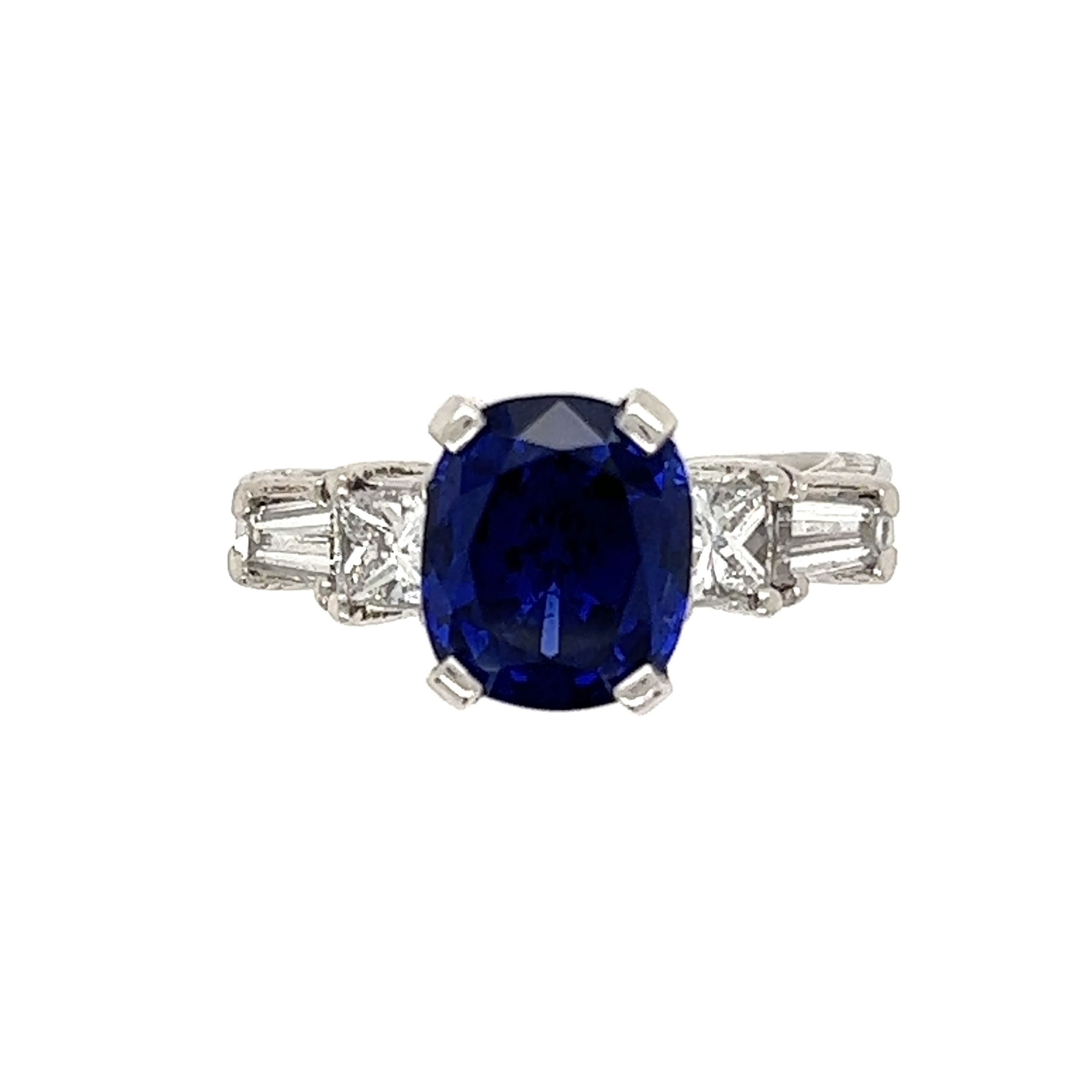 Platinum Diamond Semi-Mount Ring ( 3.56ct AGL blue sapphire sold separately)