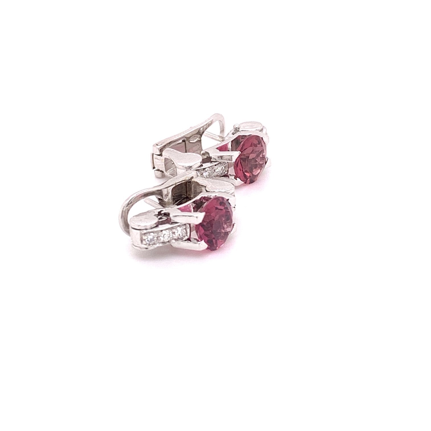 Roberto Legnazzi 18k White Gold 3.00tw Pink Tourmaline and Diamond Earrings