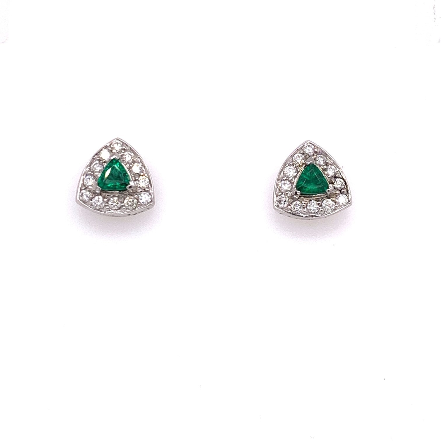 14k White Gold 0.67tw Emerald and Diamond Earrings