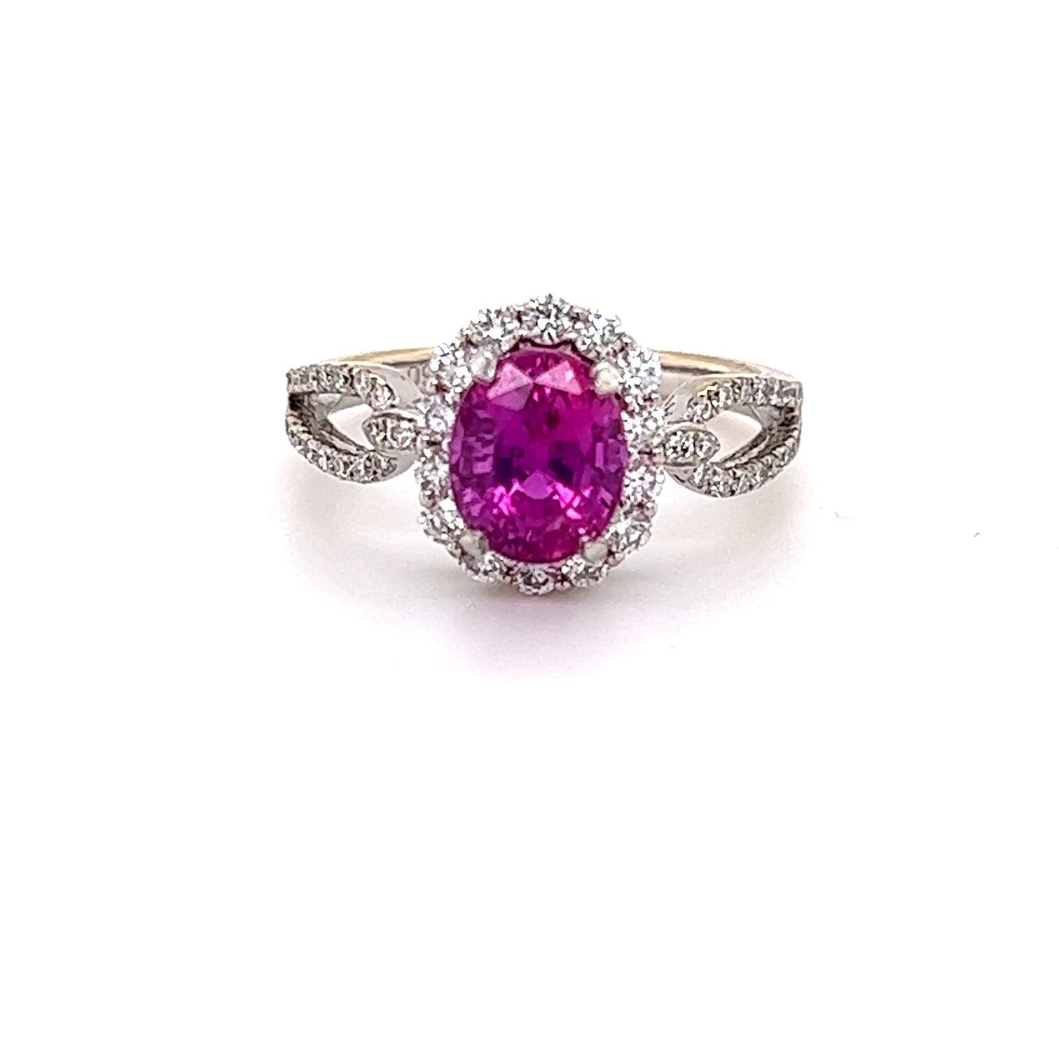 18k White Gold Diamond Semi-Mount Ring (2.70ct pink sapphire AGL sold separately)