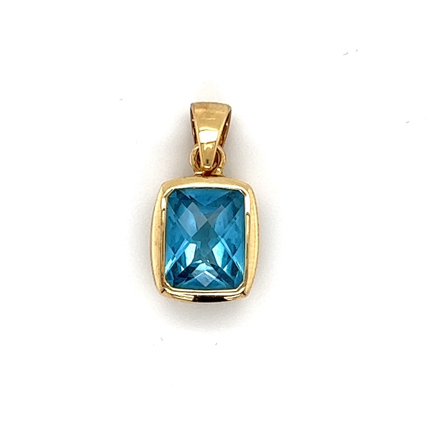 14k Yellow Gold ~2.5ct Blue Topaz Pendant