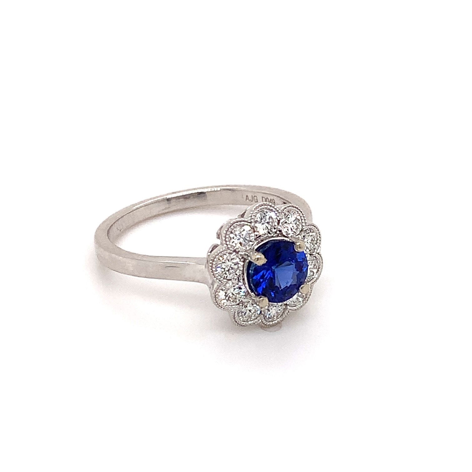 14k White Gold .90ct Sapphire and Diamond Ring