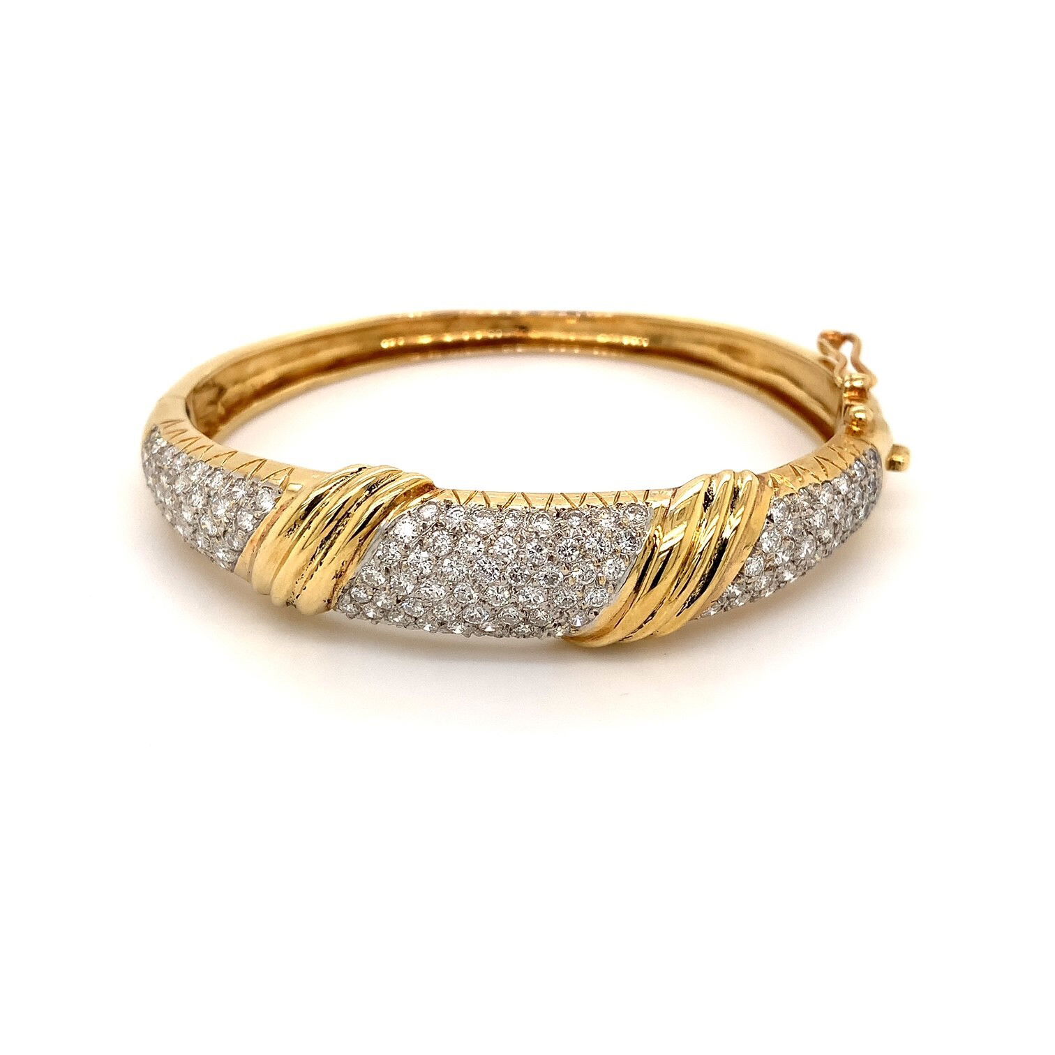 14k Yellow Gold ~4tw Diamond Bangle