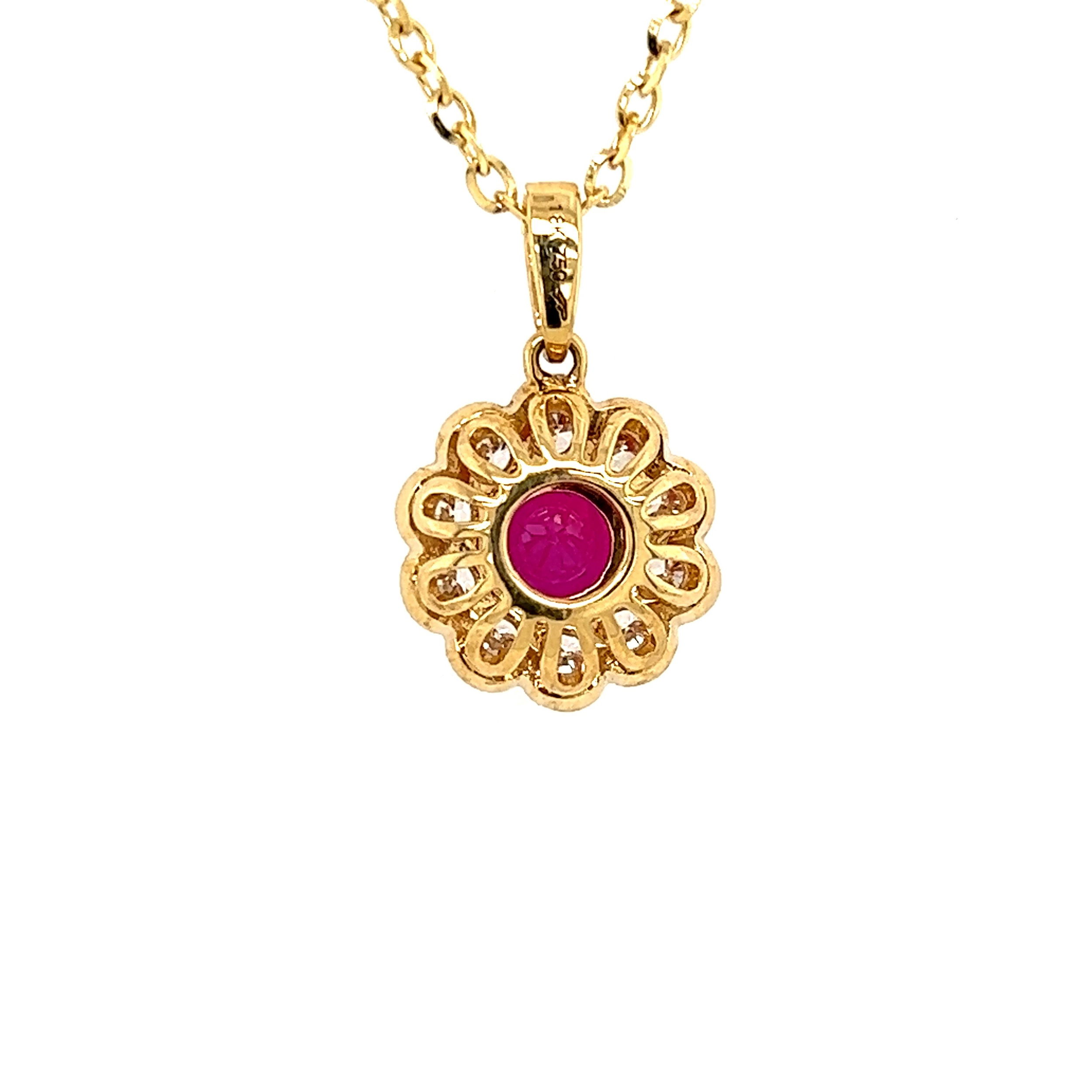 18k Yellow Gold .96ct Burma Ruby and Diamond Pendant