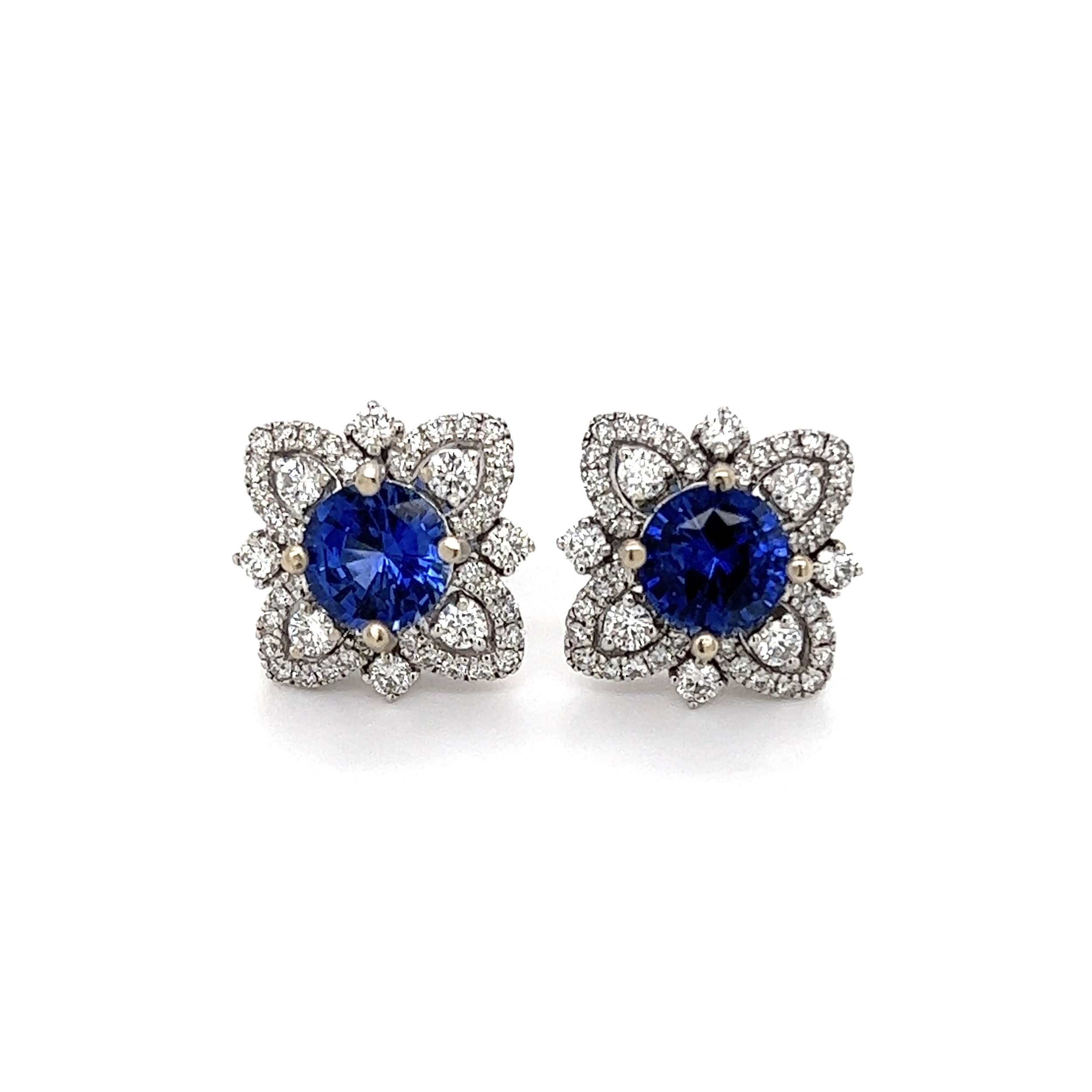 14k White Gold 2.47tw Sapphire and Diamond Earrings