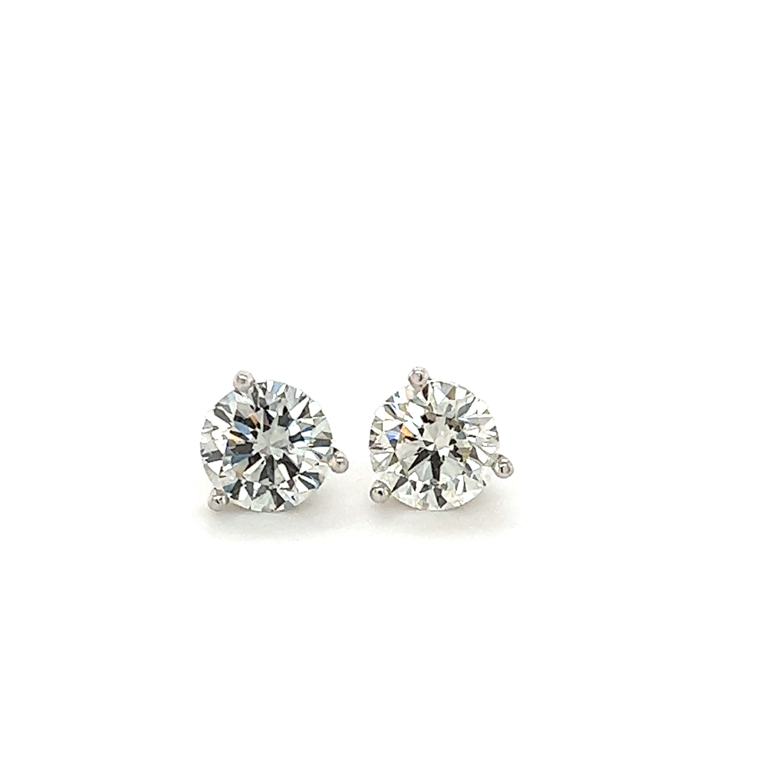 18k White Gold 2.01tw Round Brilliant Cut Diamond Studs, VS1-K -GIA