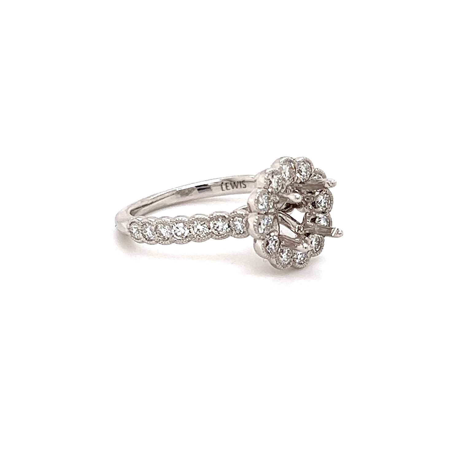 14k White Gold .76tw Diamond Semi-Mount Ring