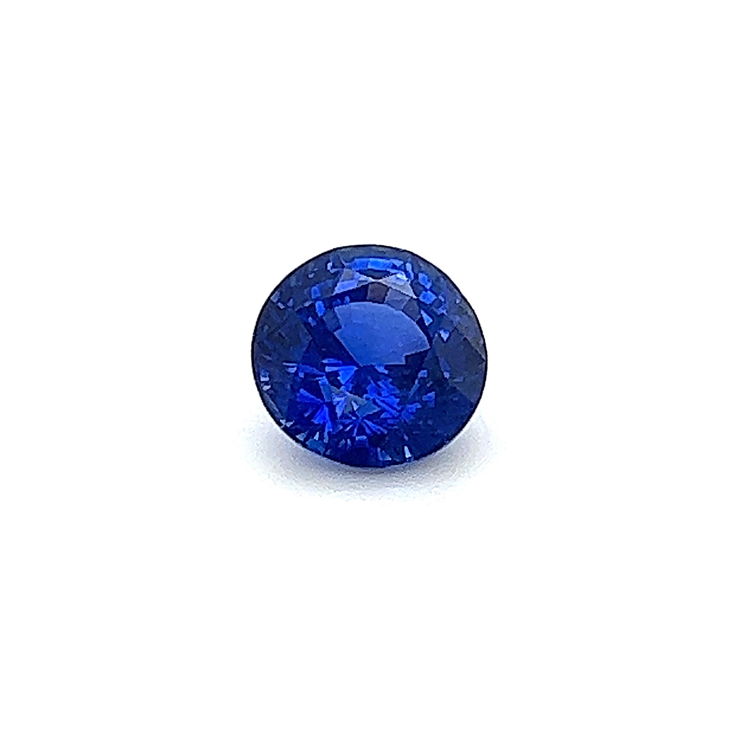 3.40ct Round Cut Blue Sapphire
