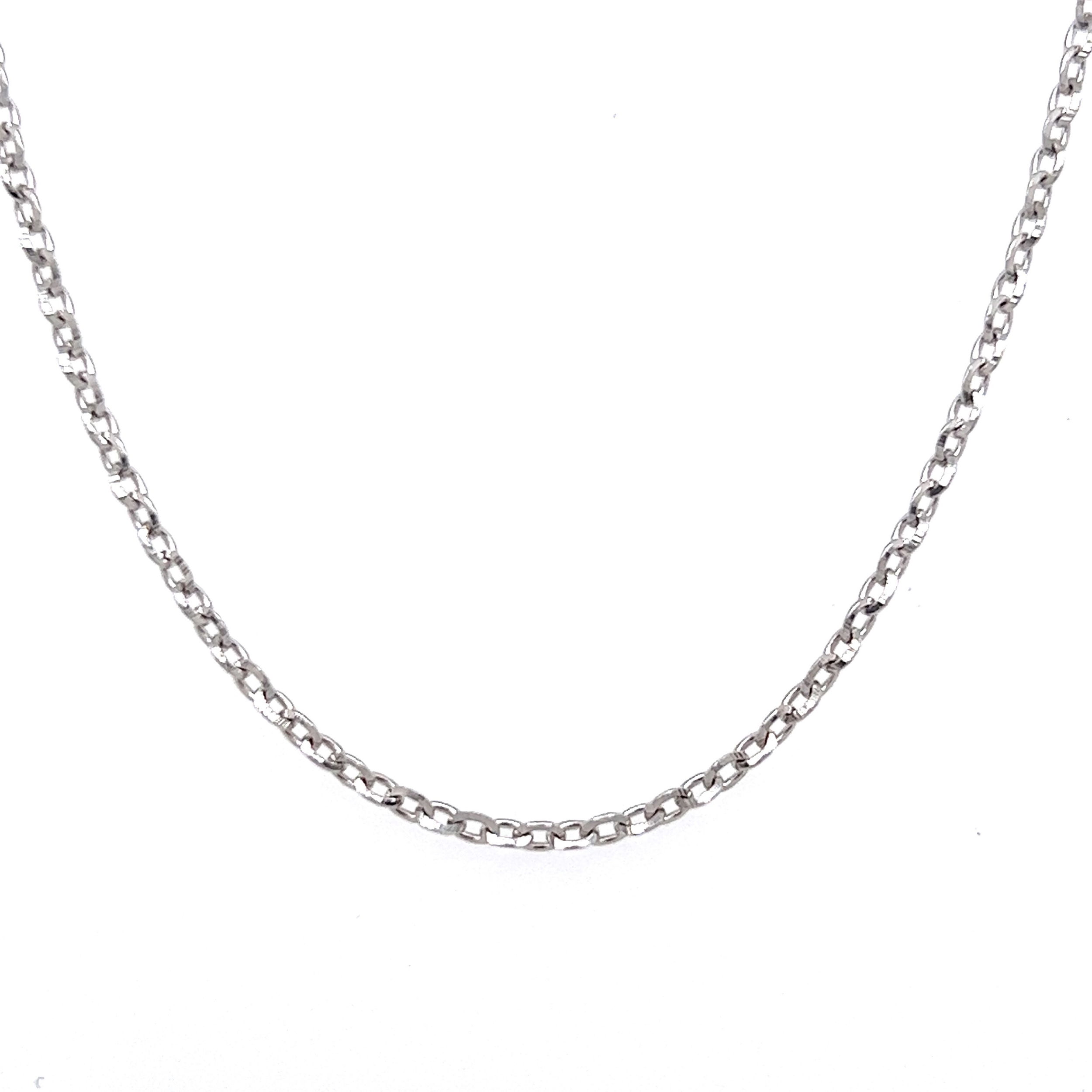 14k White Gold 18" Oval Diamond Cut Chain