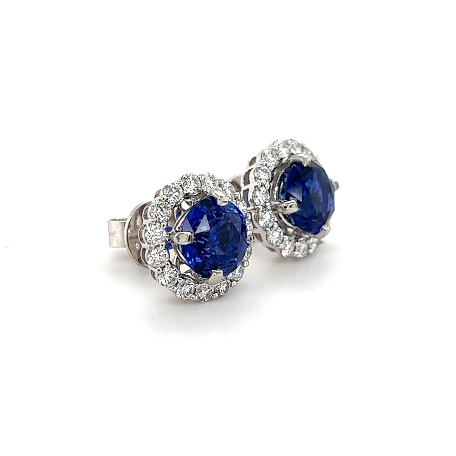 Platinum 4.87tw Blue Sapphire and Diamond Earrings (AGL)