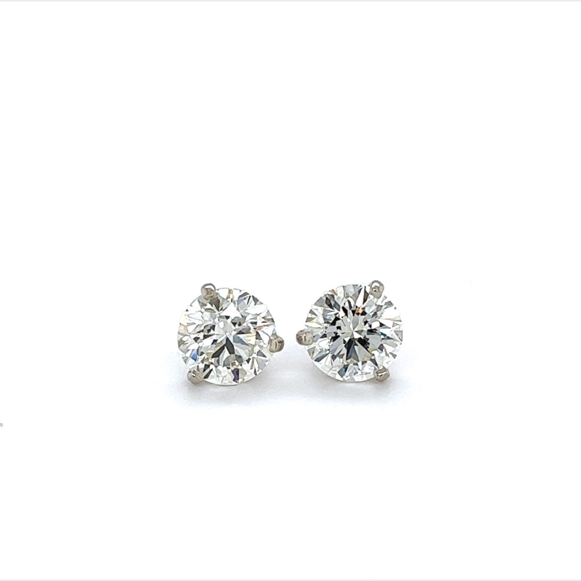 18k White Gold 3.05tw Round Brilliant Diamond Studs, SI1-VS1-K