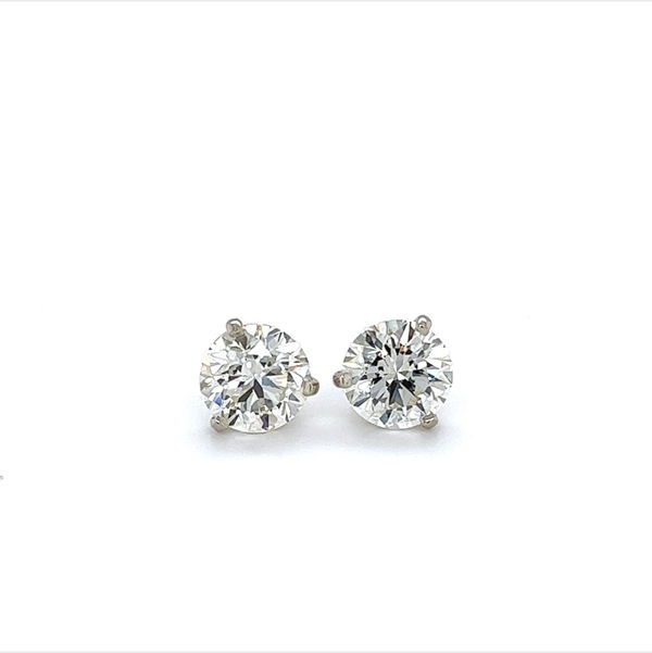 Closeup photo of 18k White Gold 3.05tw Round Brilliant Diamond Studs, SI1-VS1-K