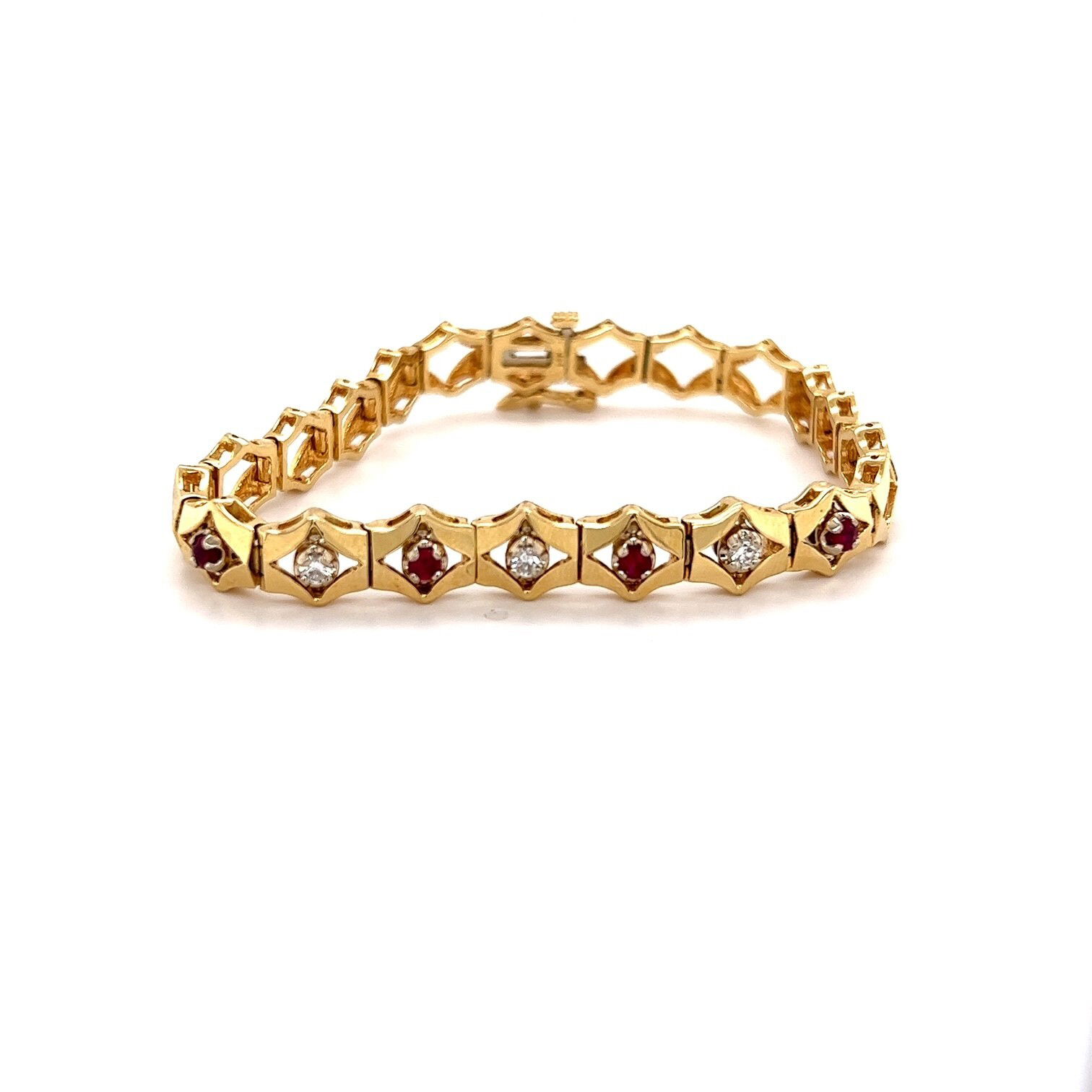 14k Yellow Gold 0.25twRuby and 0.18twDiamond Bracelet 14k Yellow Gold Ruby and Diamond Bracelet