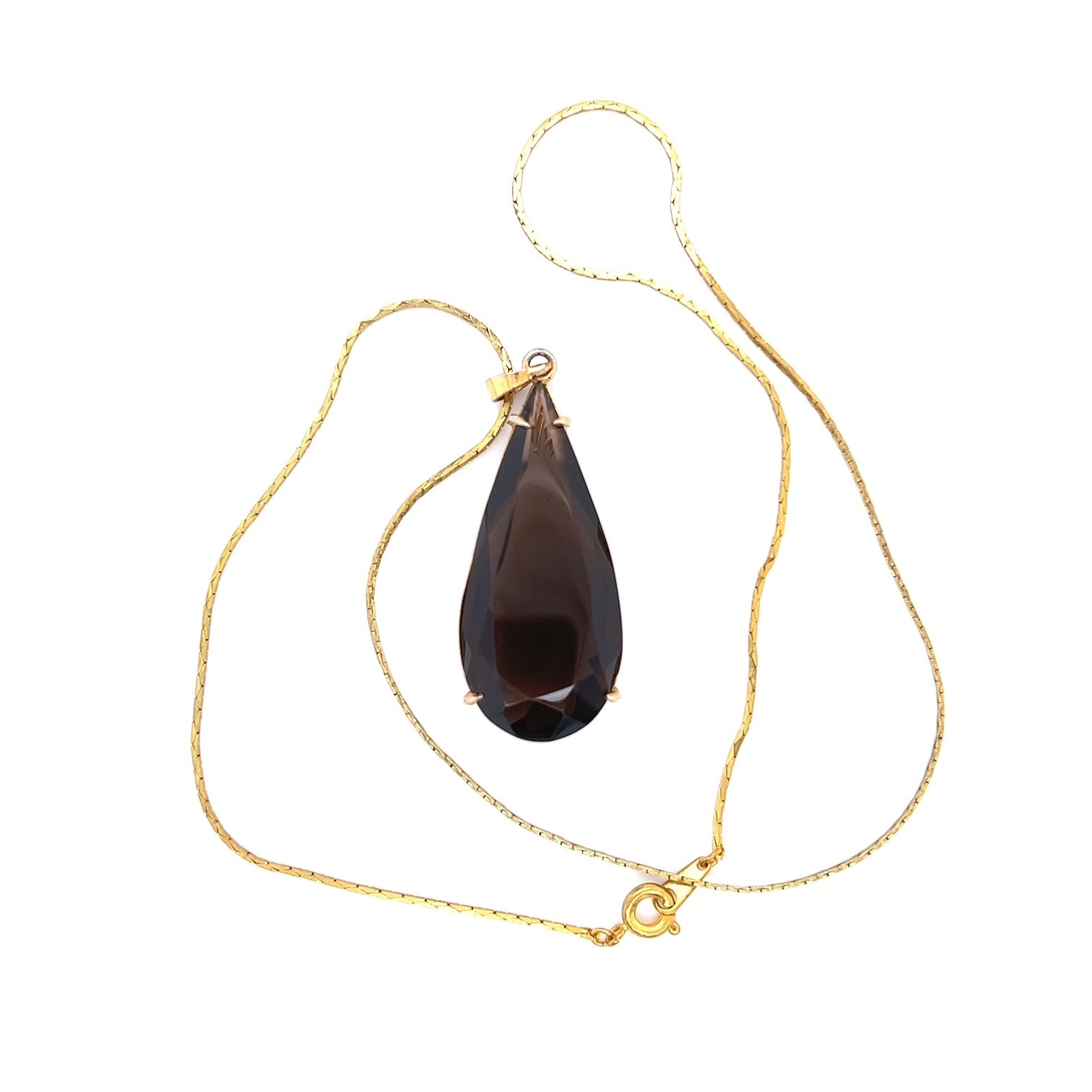 14k Yellow Gold Smokey Quartz Pendant