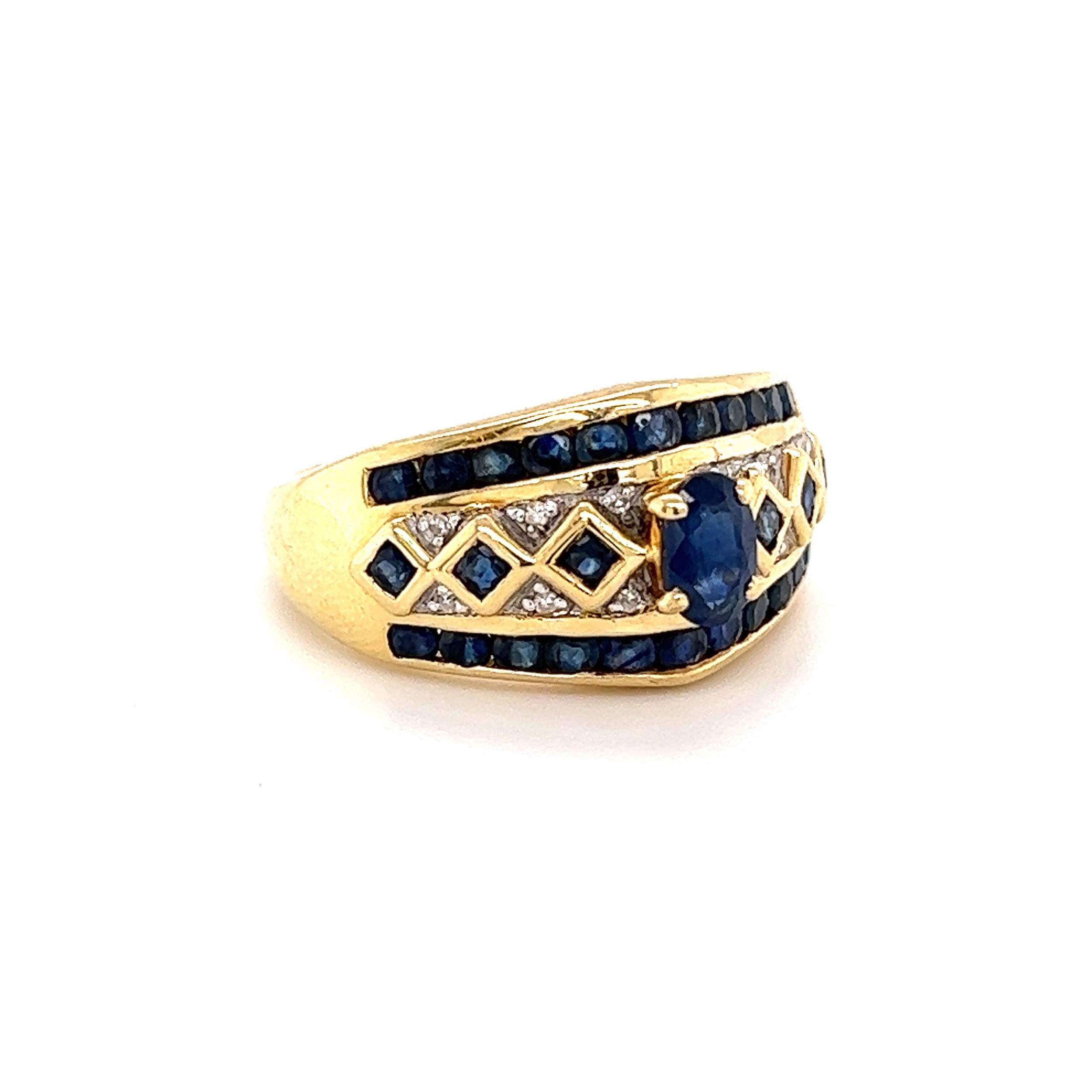 14k Yellow Gold Sapphire and Diamond Ring