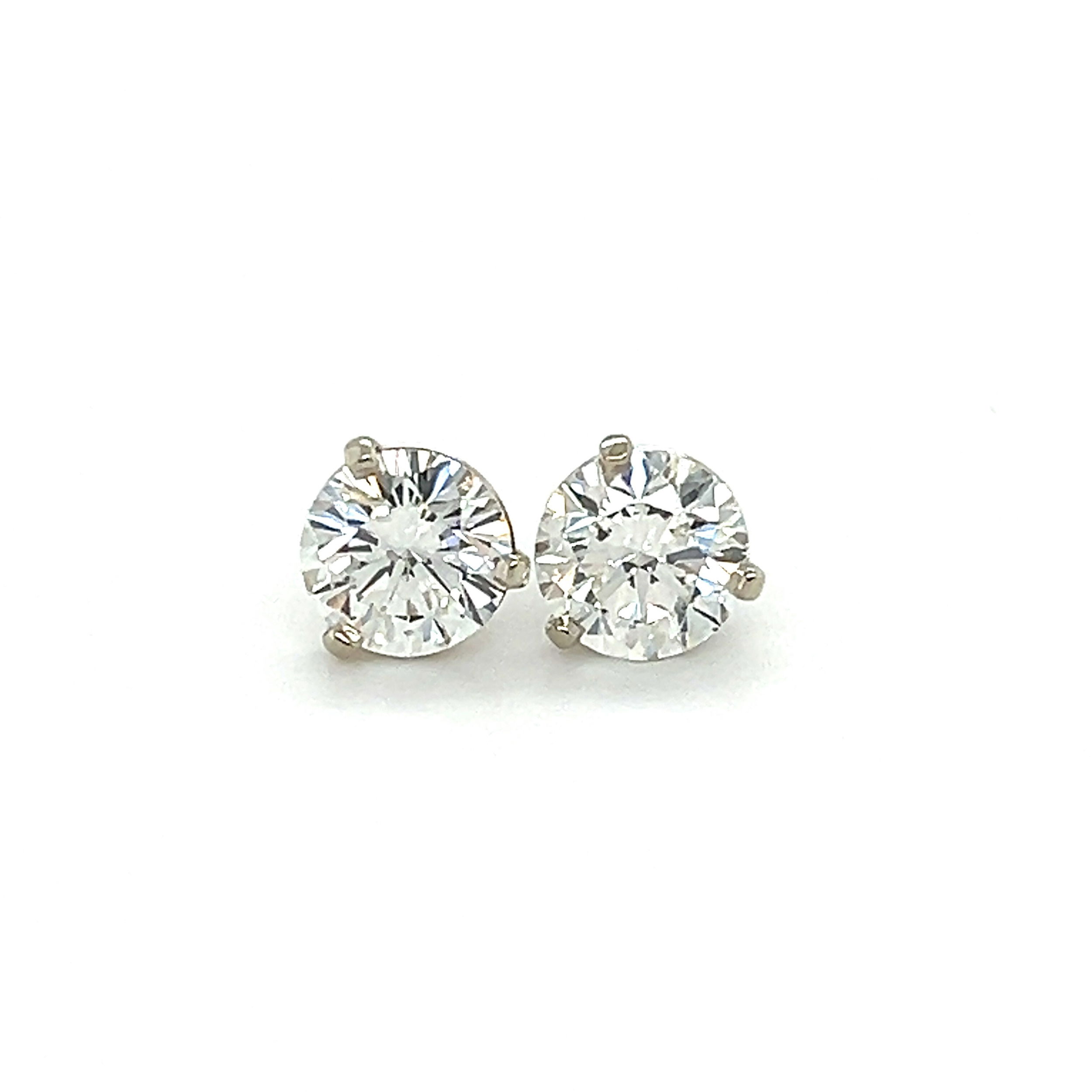 18k White Gold 2.09tw Diamond Stud Earrings SI1/2-G -GIA/E/COPY