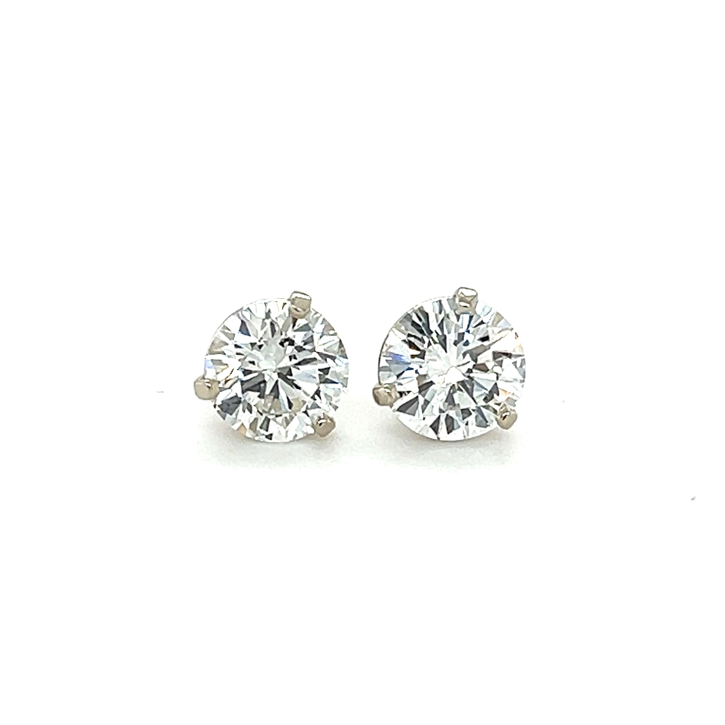 18k White Gold 2.08tw Diamond Stud Earrings SI1/2-E/F, GIA(E)