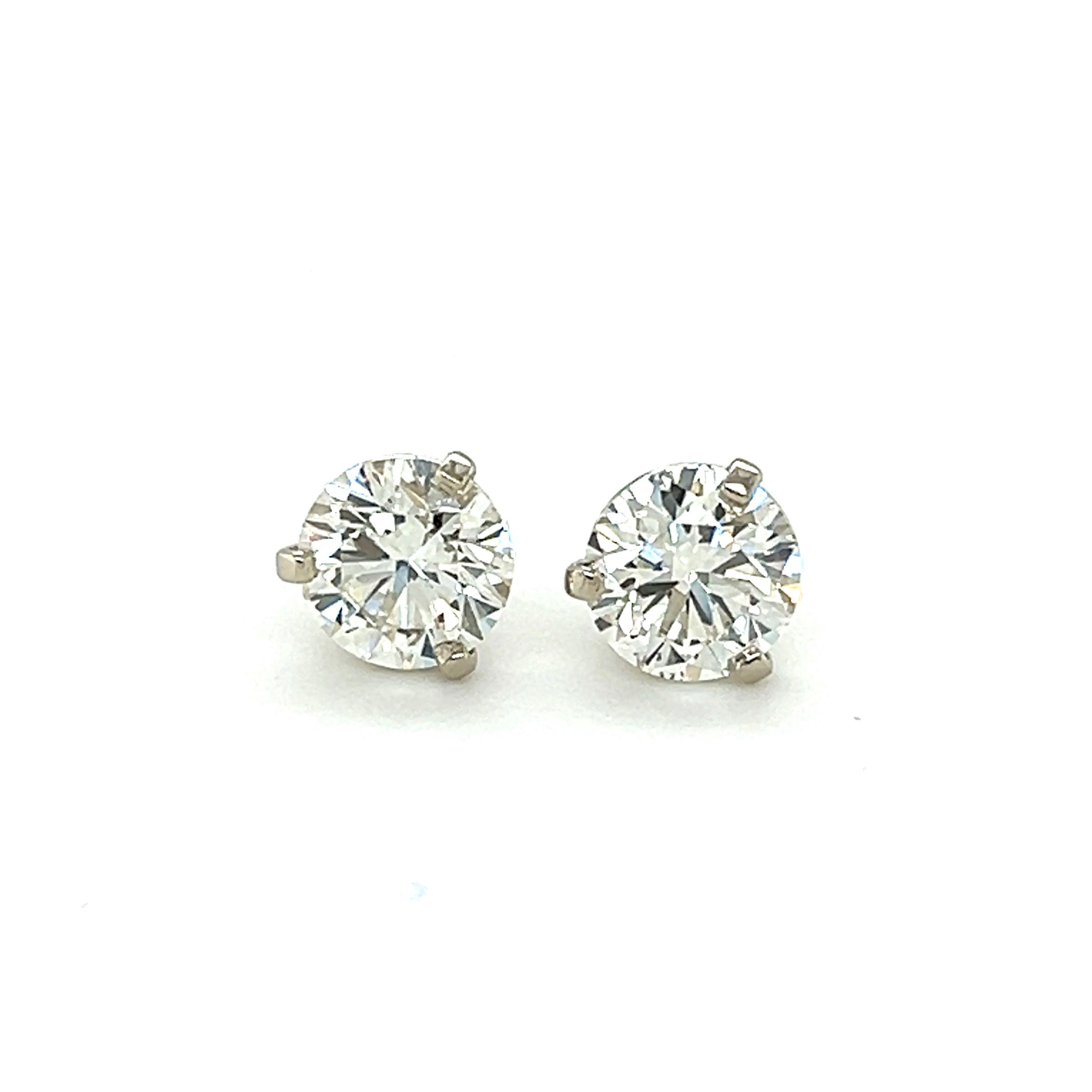 18k White Gold 2.14tw Diamond Stud Earrings VS2-SI1-J, GIA