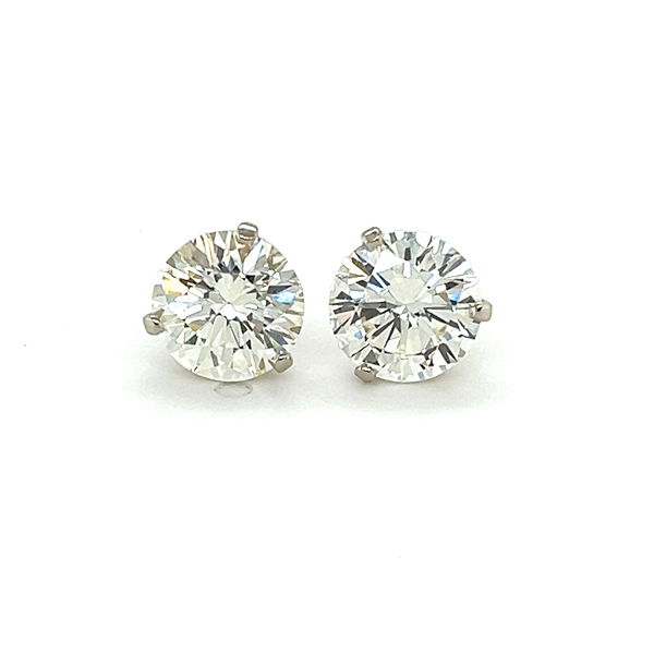 Closeup photo of 18k White Gold 3.57tw Diamond Stud Earrings, VS1-L GIA
