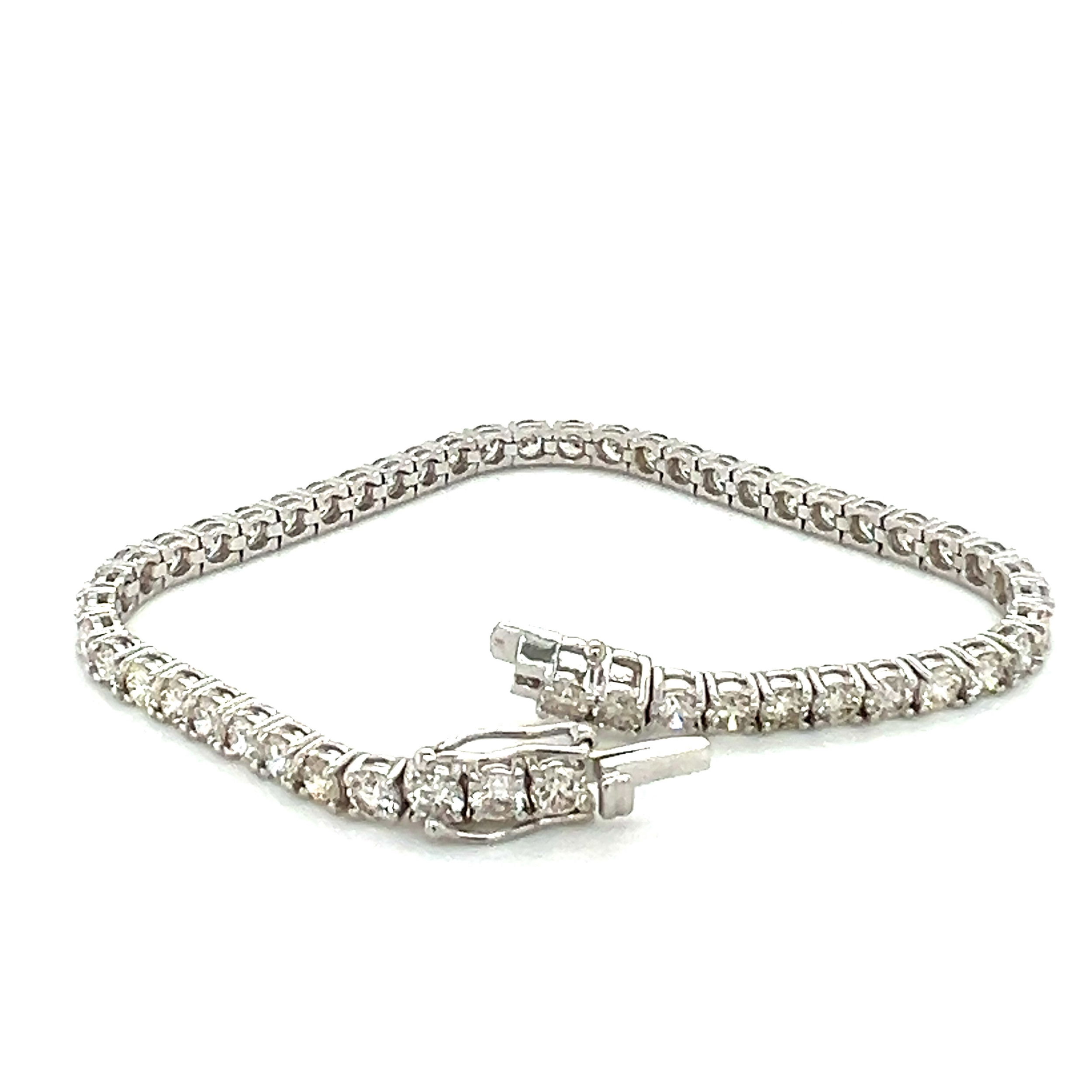 14k White Gold 7.30tw Diamond Tennis Bracelet