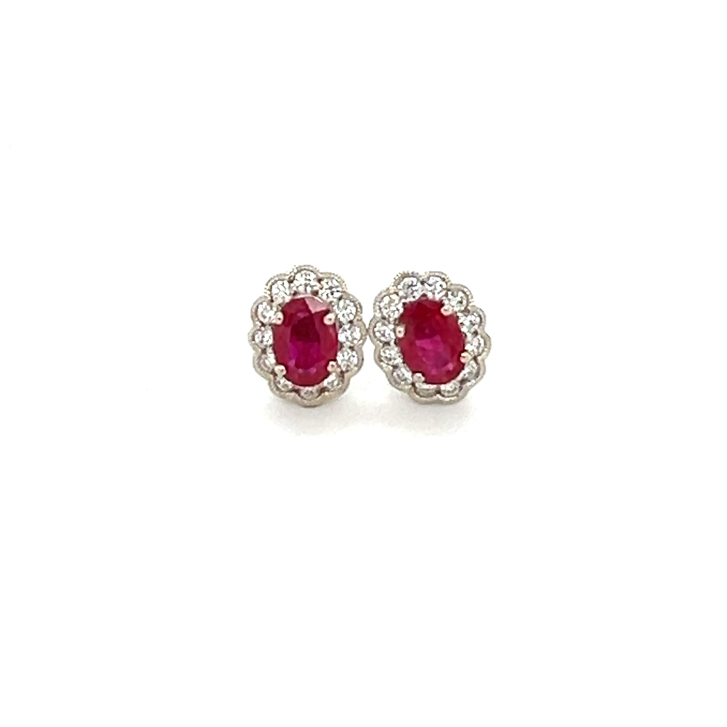 14k White Gold 1.43tw Ruby and Diamond Earrings