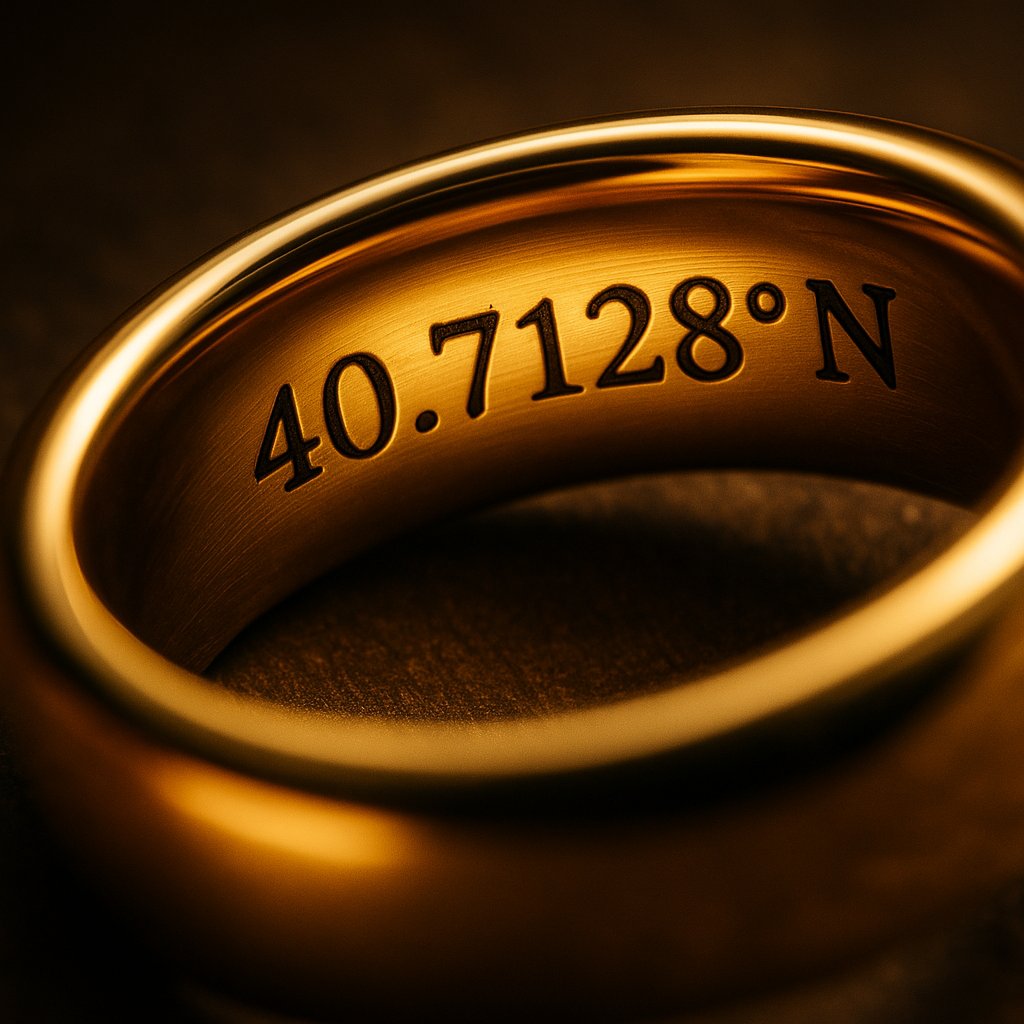 Interior engraving on a men’s wedding band, adding a personal hidden message to a one-of-a-kind ring.