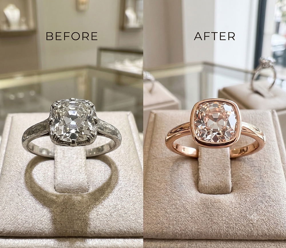 Upcycled vintage jewelry - an antique stone reset into a new artisan mounting.